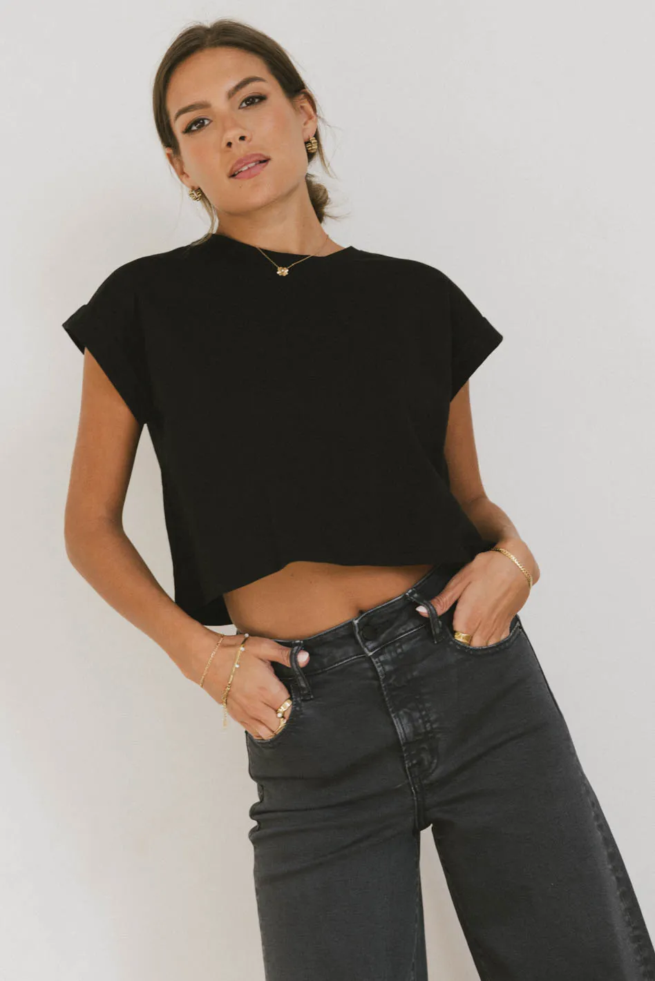 Rowena Boxy Top in Black - FINAL SALE