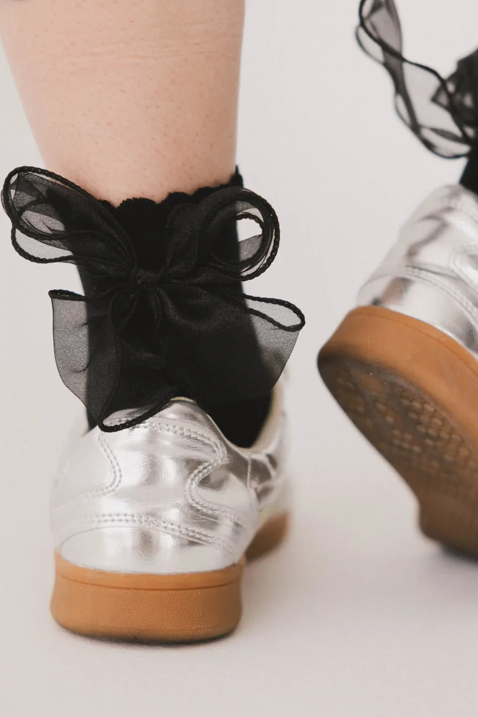 Ruffle Bow Socks in Black - FINAL SALE - Image 2