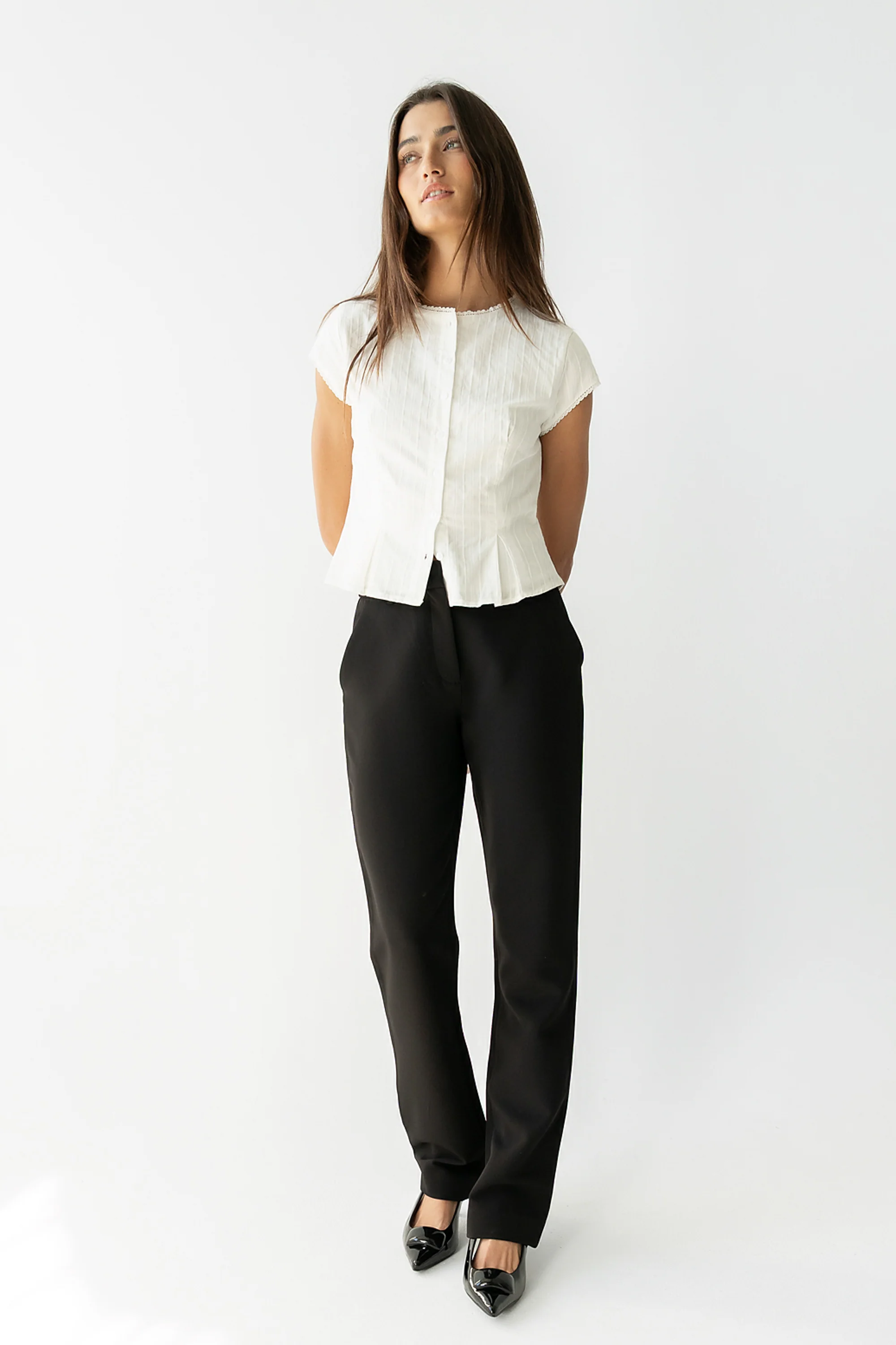 Rumi Button Front Blouse in White - Image 3
