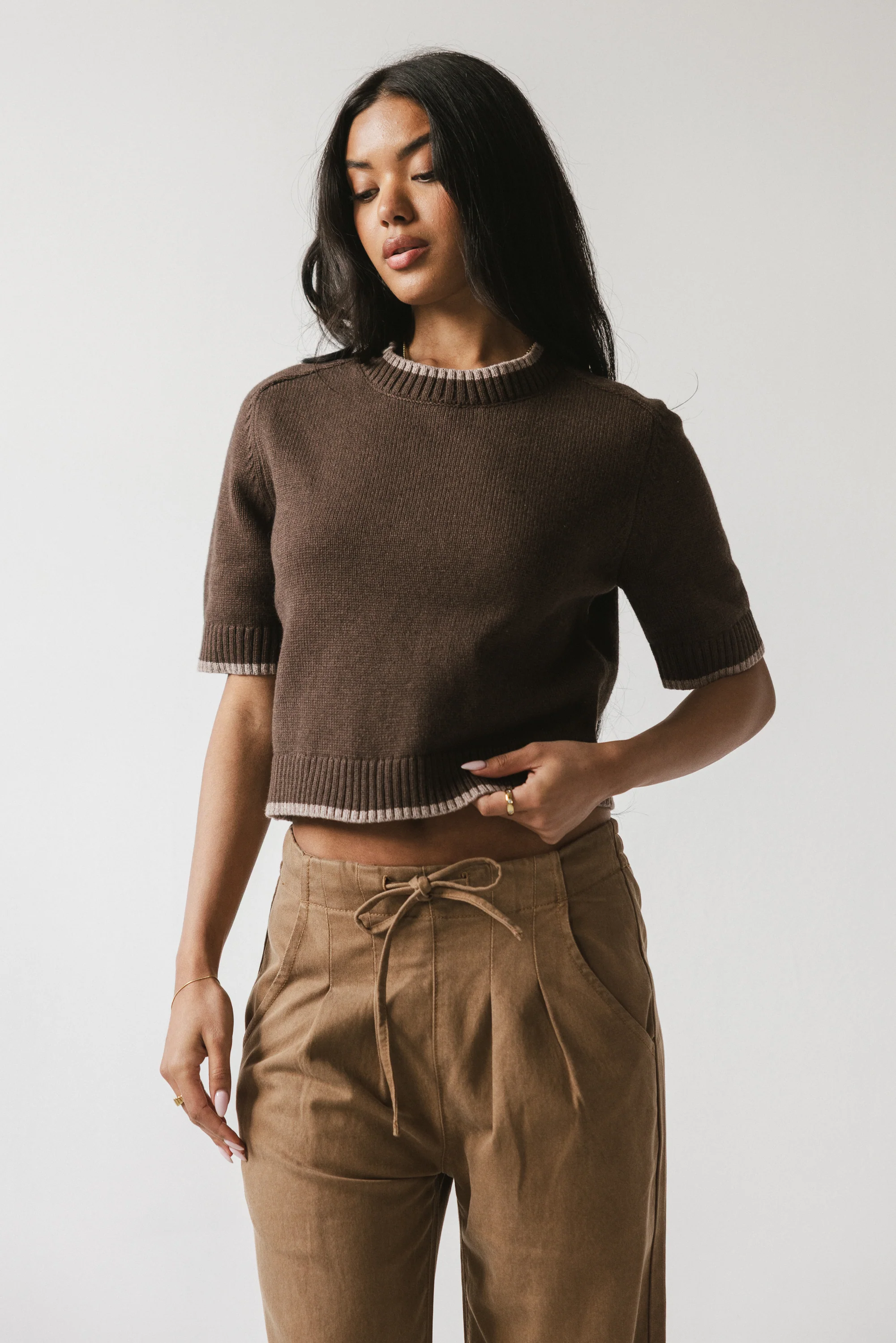 Rumple Contrast Top in Brown - FINAL SALE - Image 2