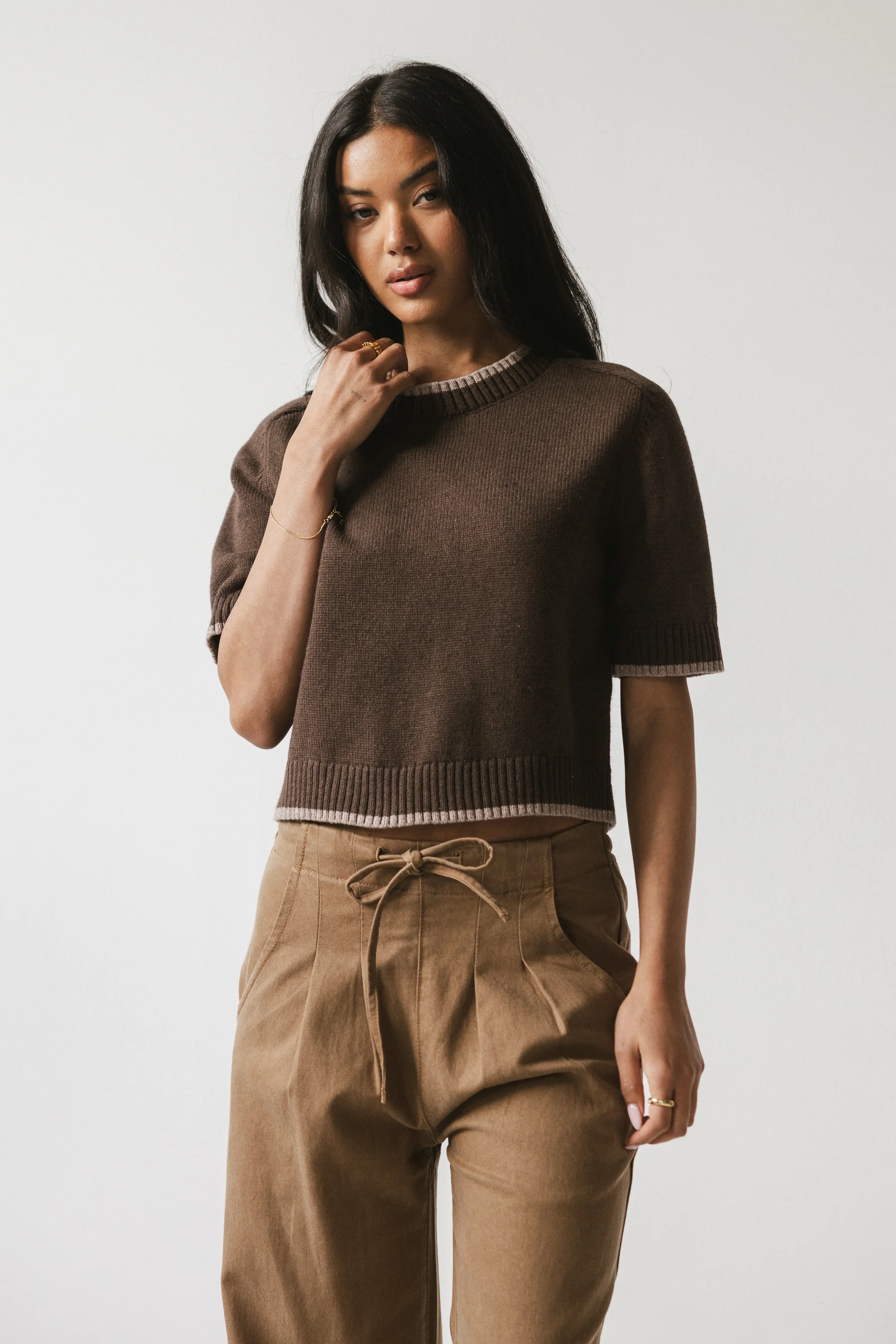 Rumple Contrast Top in Brown - FINAL SALE - Image 4