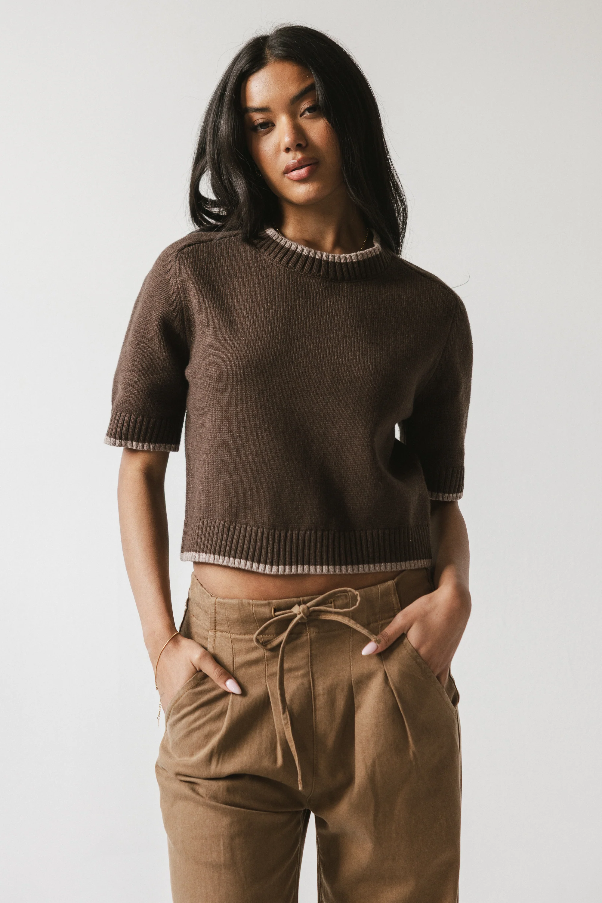 Rumple Contrast Top in Brown - FINAL SALE - Image 6
