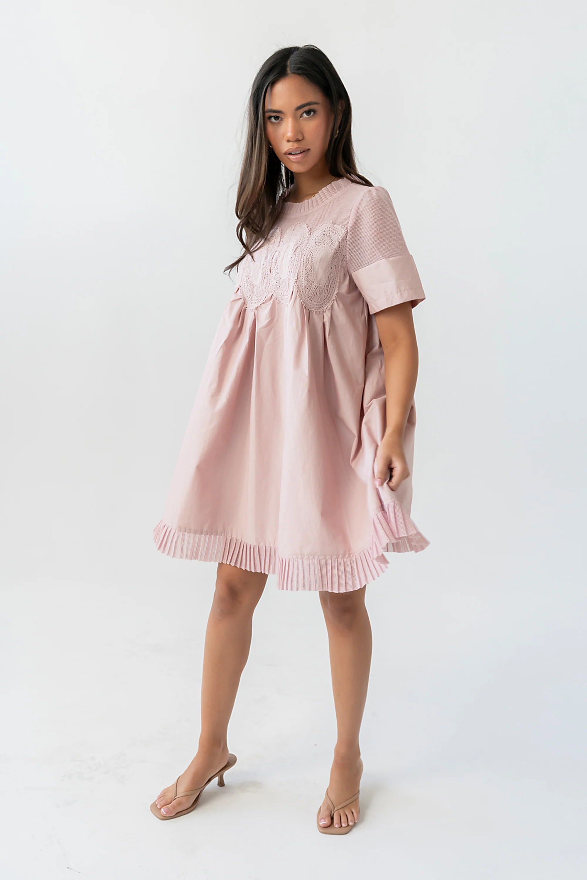 Russel Mesh Mini Dress in Mauve - Image 5