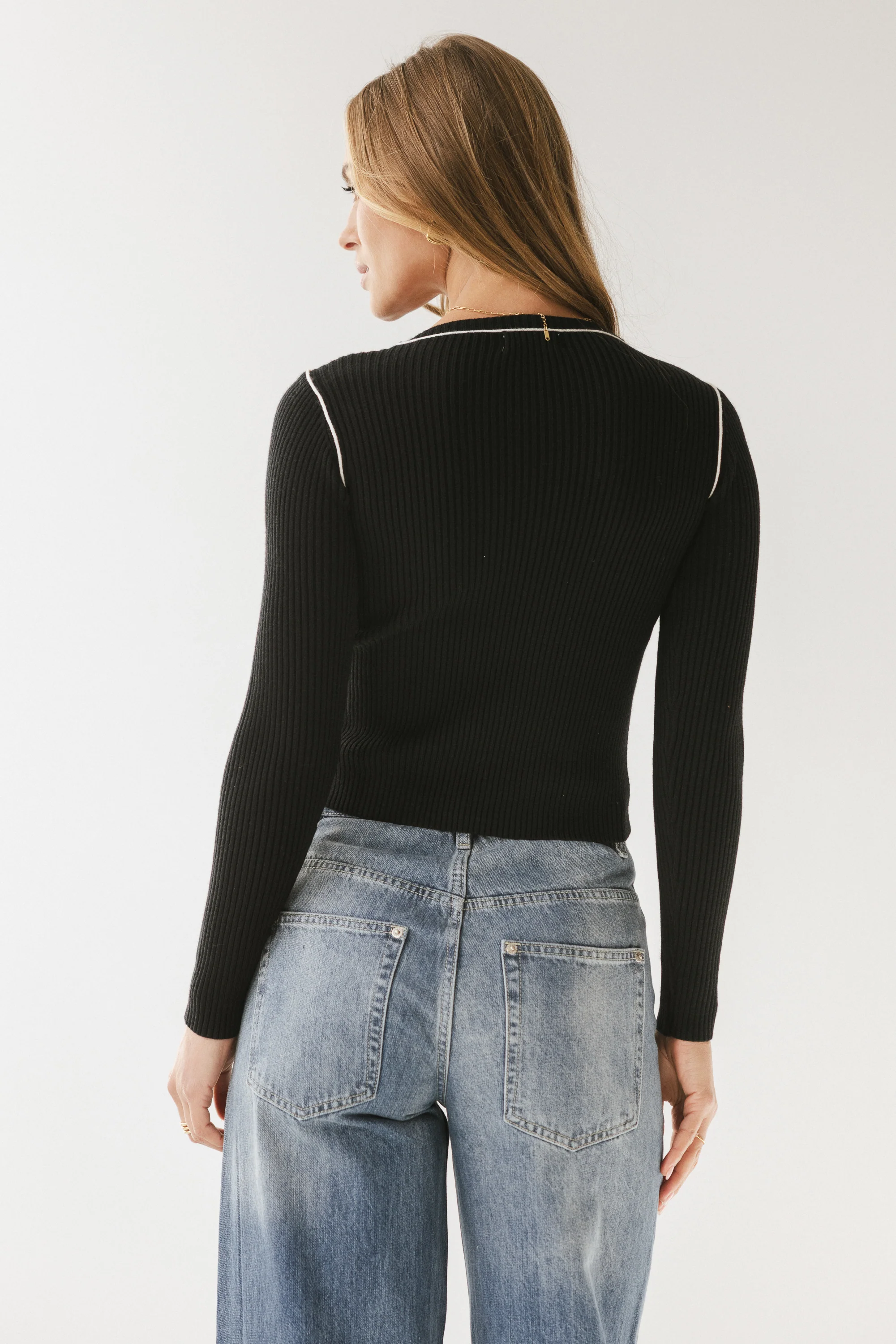 Russel Ribbed Sweater in Black - FINAL SALE - Image 3
