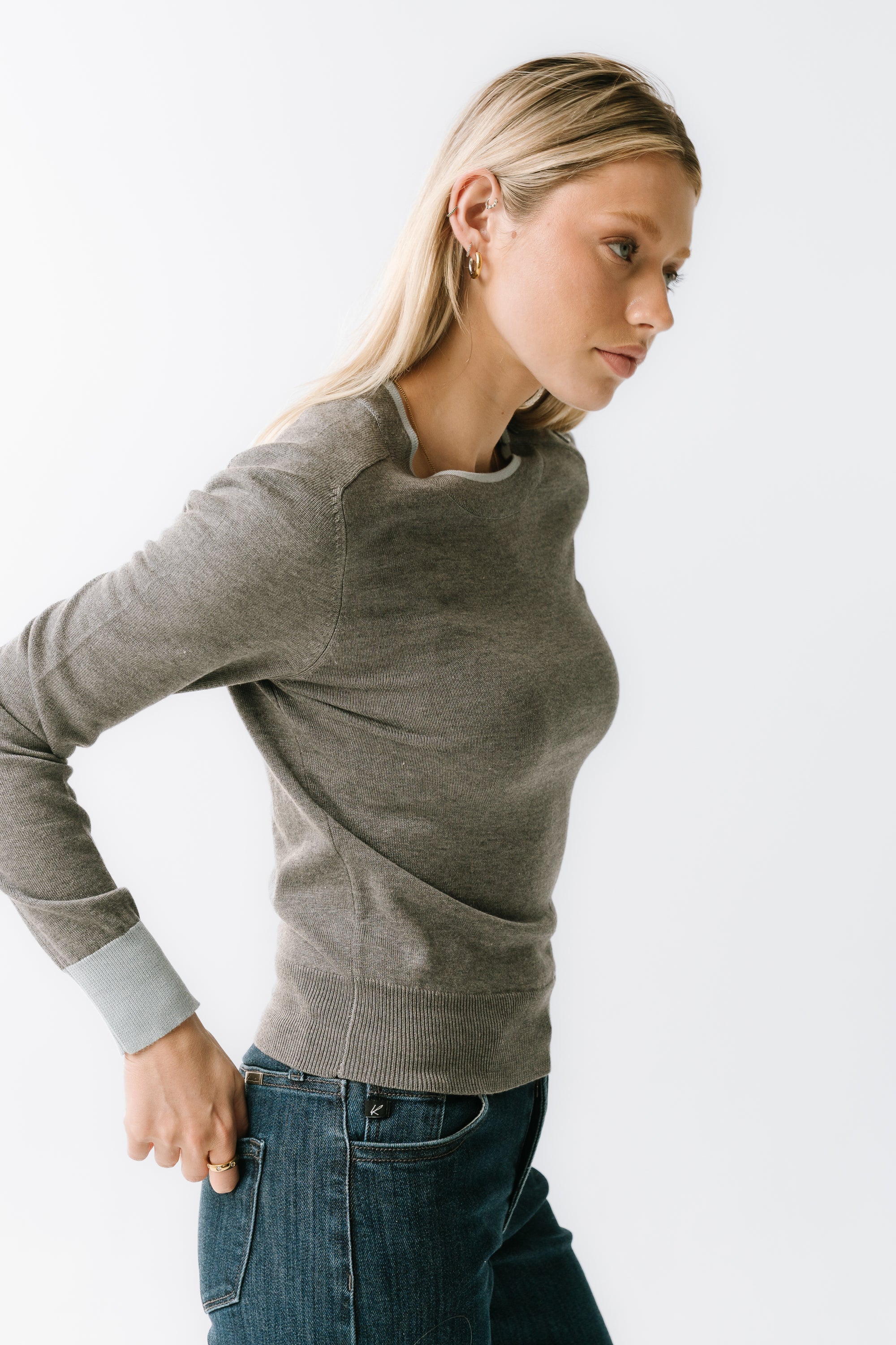 Rustin Contrast Sweater in Grey - FINAL SALE - Image 6