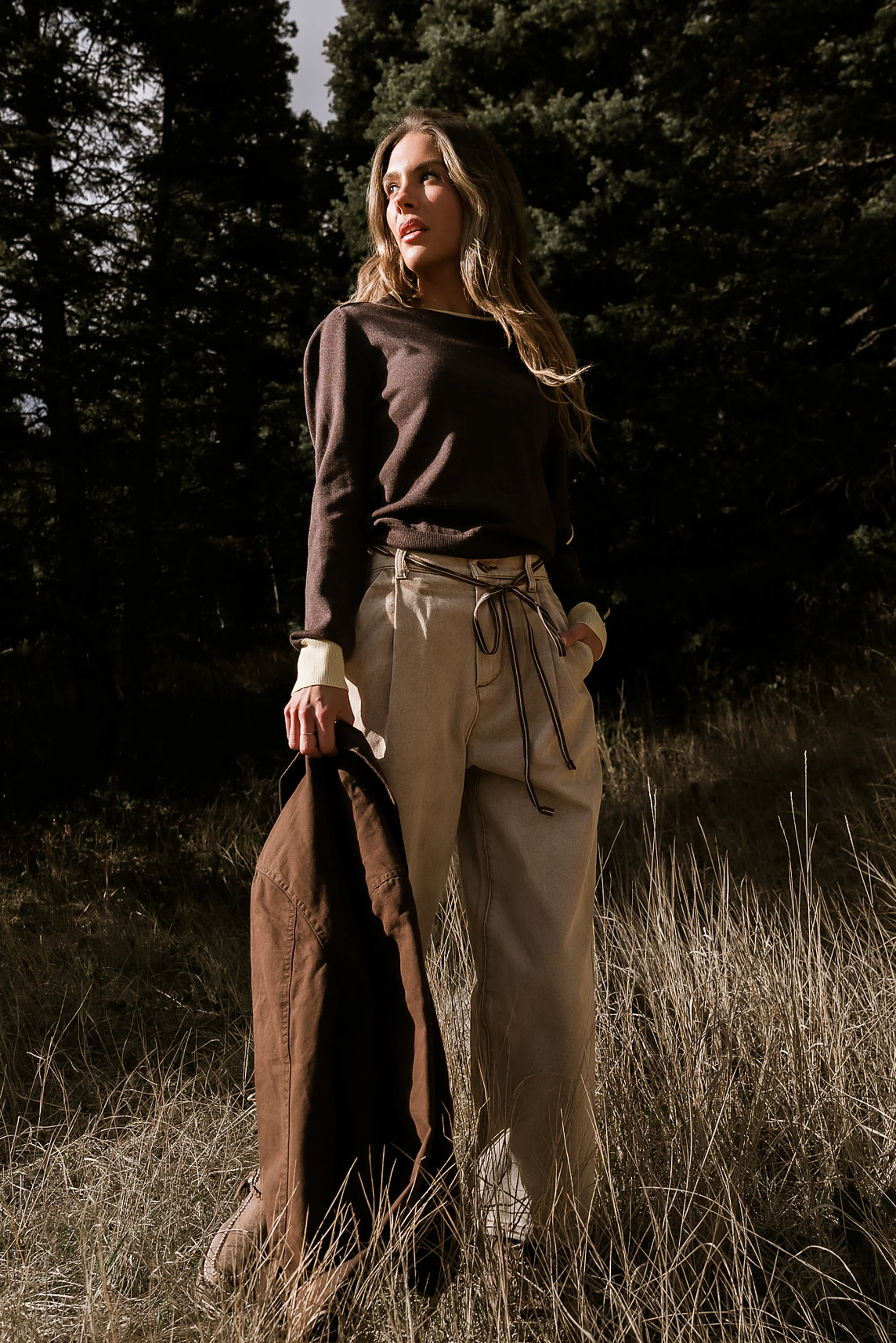 Rustin Contrast Sweater in Brown - FINAL SALE - Image 3