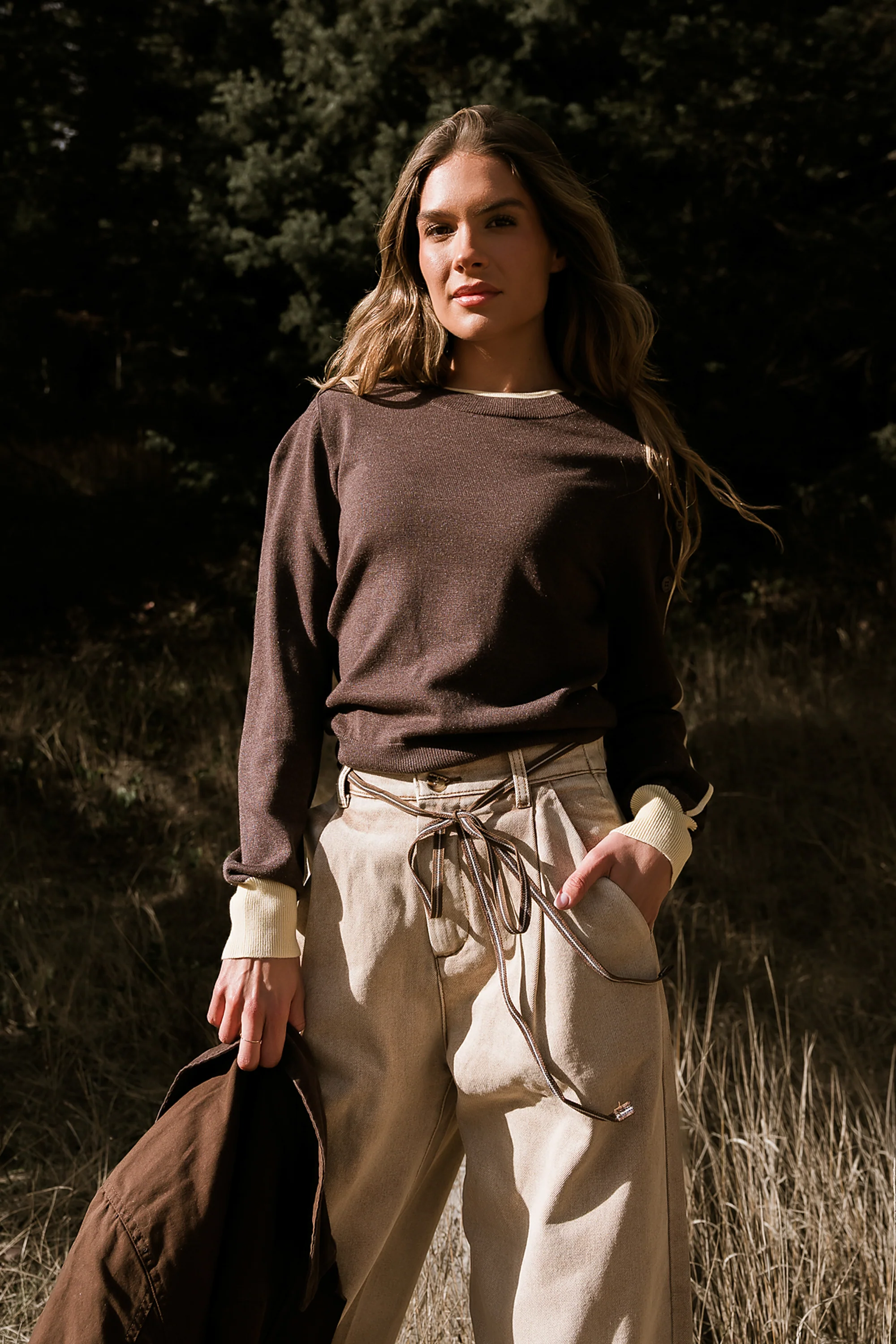 Rustin Contrast Sweater in Brown - FINAL SALE - Image 4