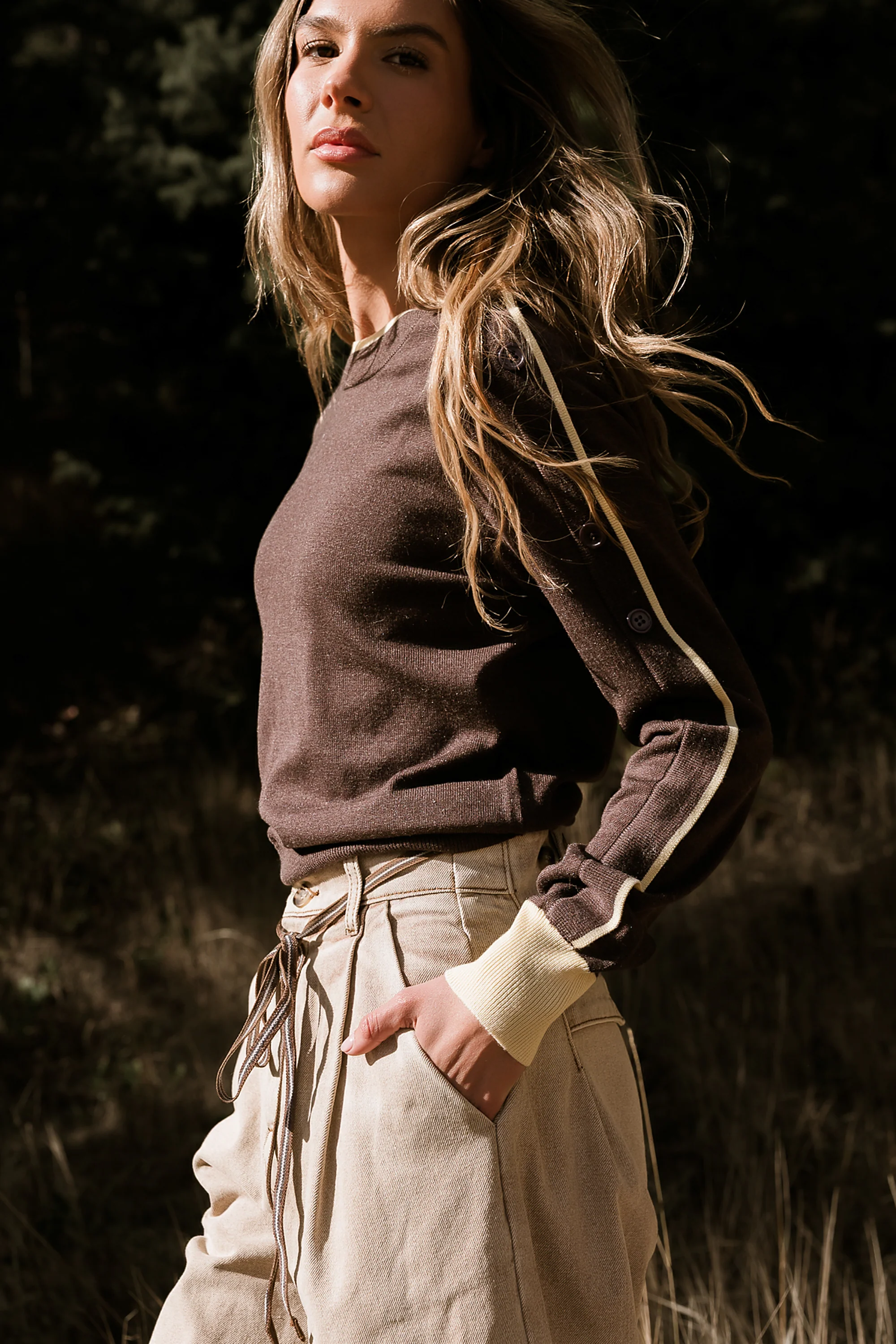 Rustin Contrast Sweater in Brown - FINAL SALE - Image 5