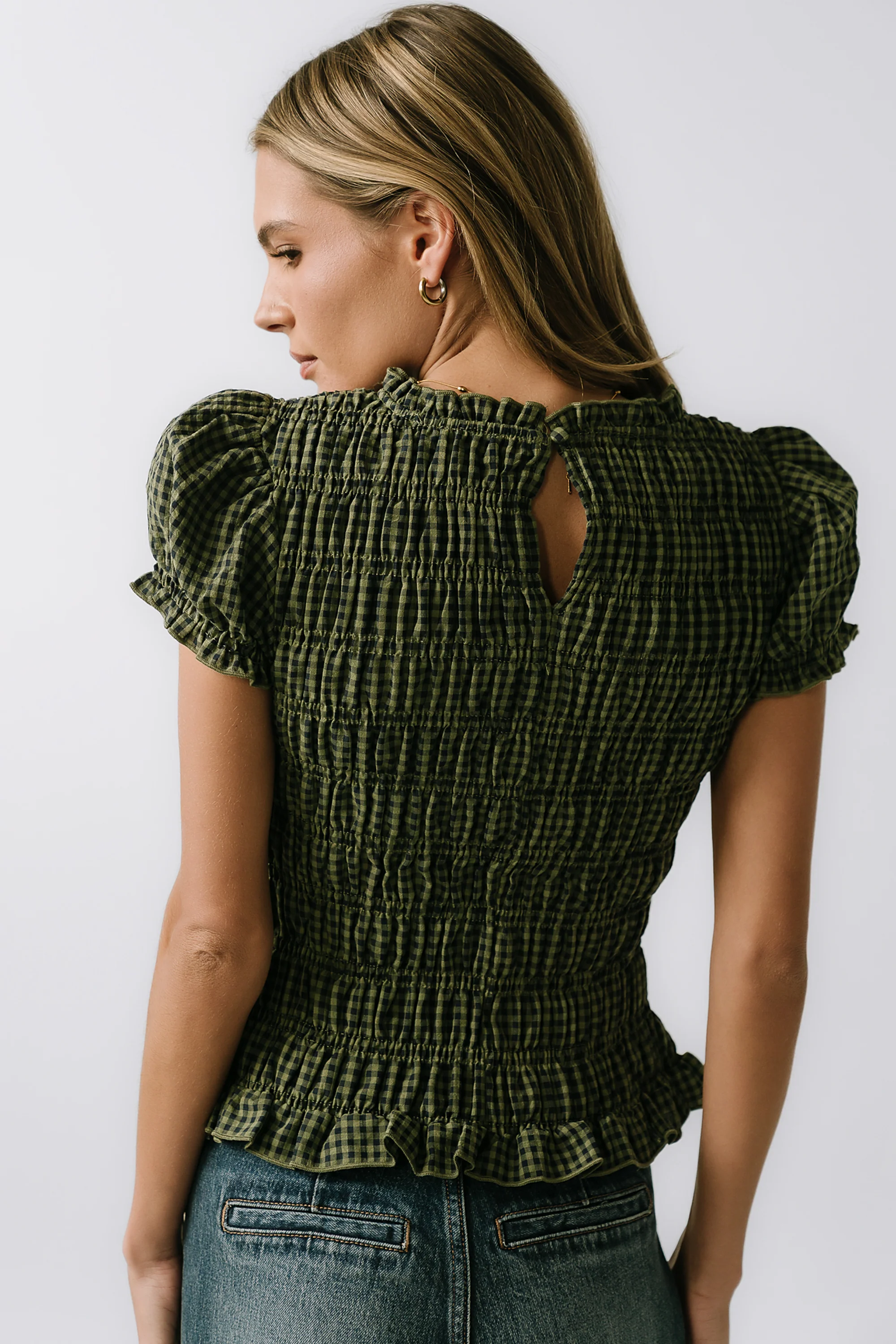 Ruth Smocked Top in Green - FINAL SALE - Image 5