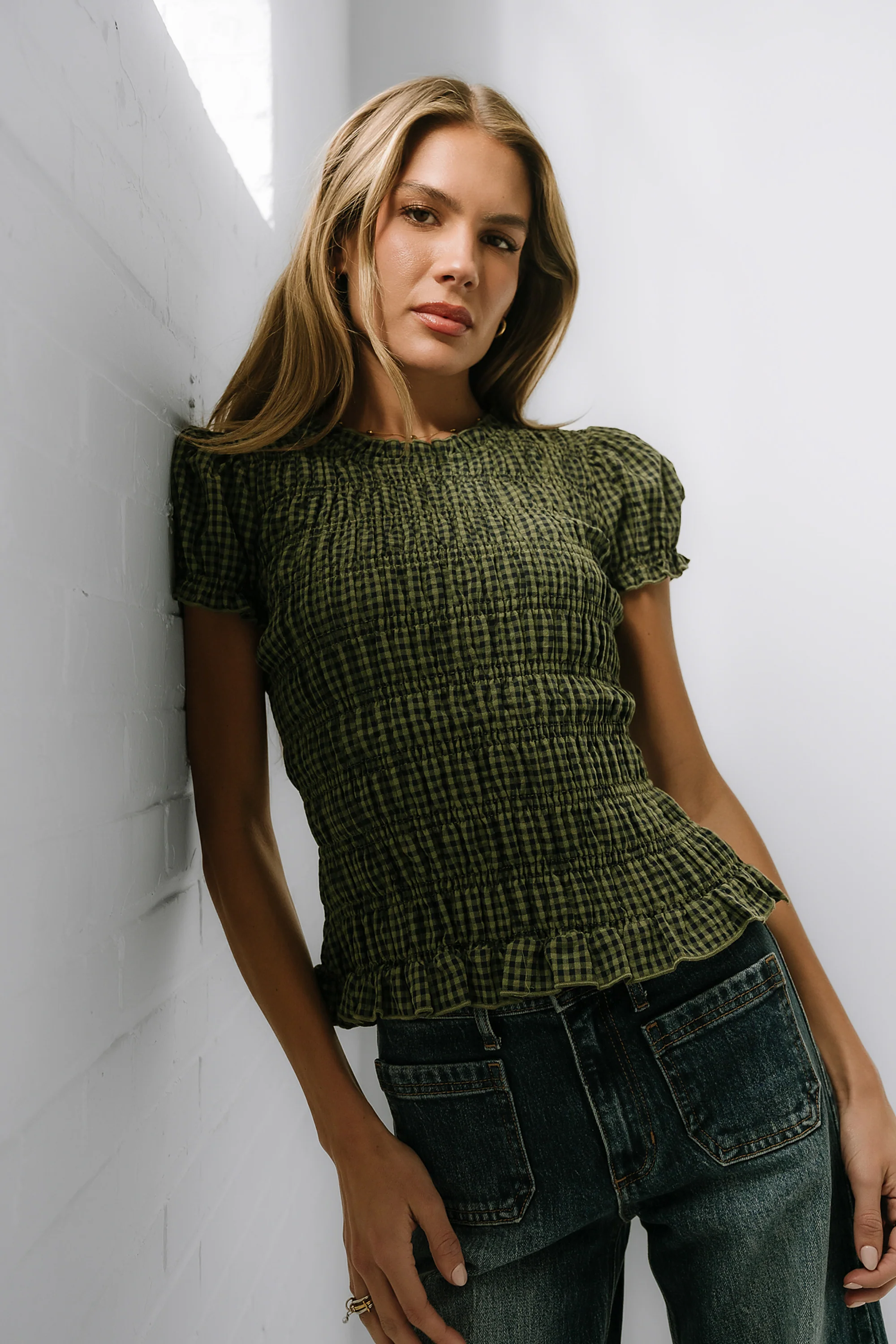 Ruth Smocked Top in Green - FINAL SALE - Image 6