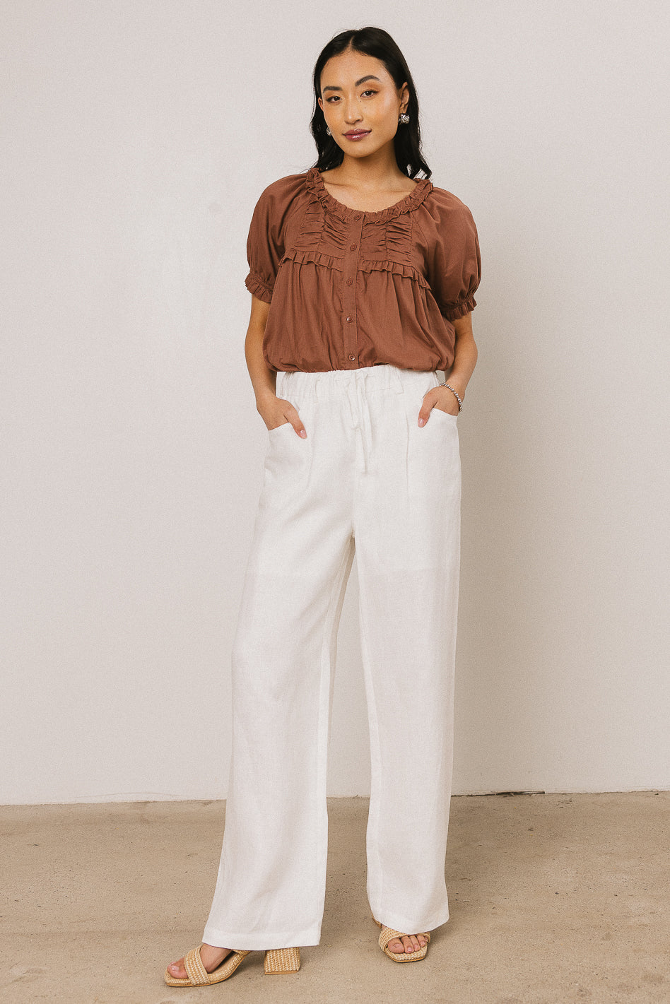 Ryder Ruffle Blouse in Marsala - Image 2