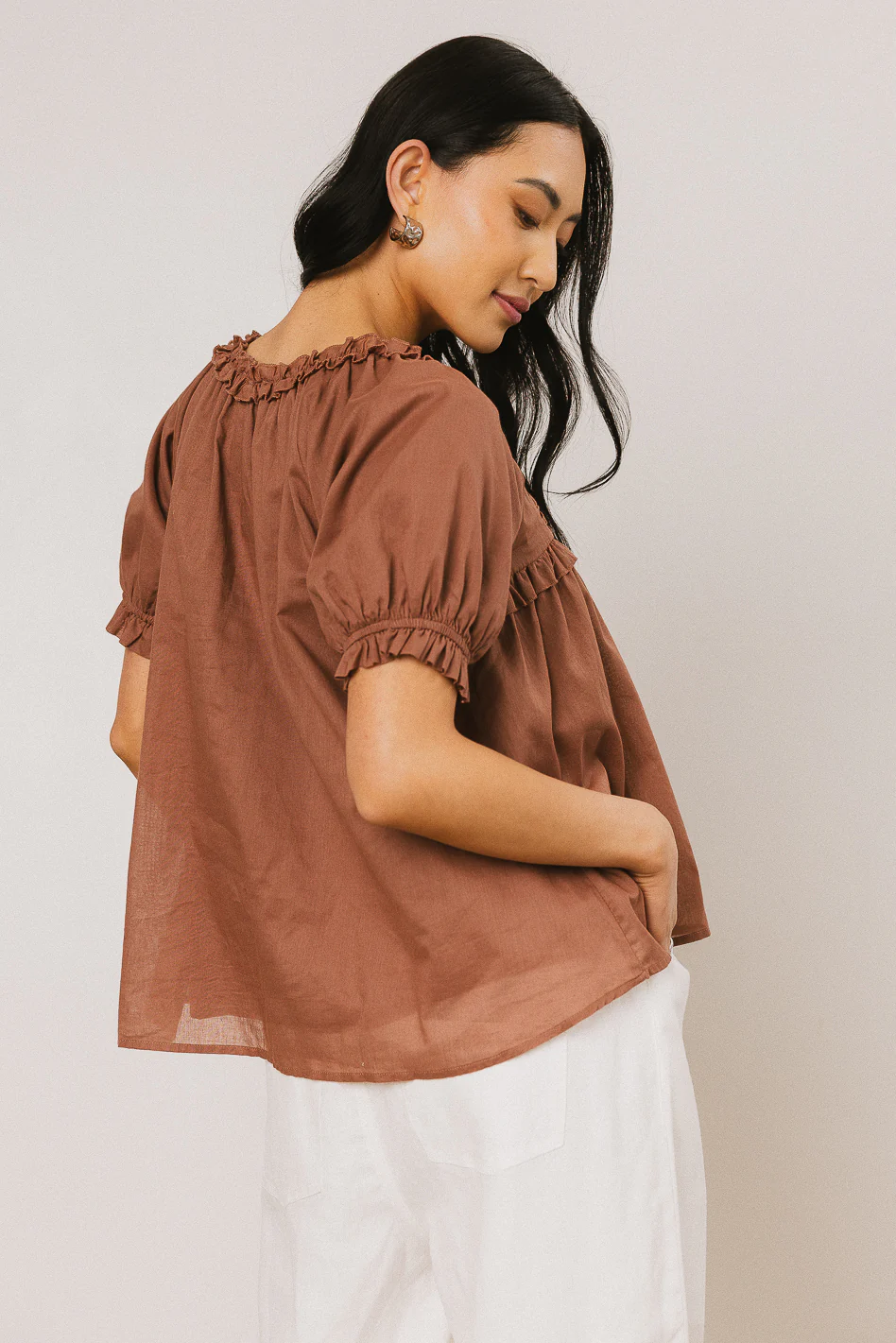 Ryder Ruffle Blouse in Marsala - Image 4