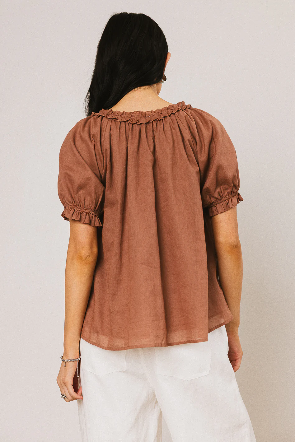 Ryder Ruffle Blouse in Marsala - Image 5