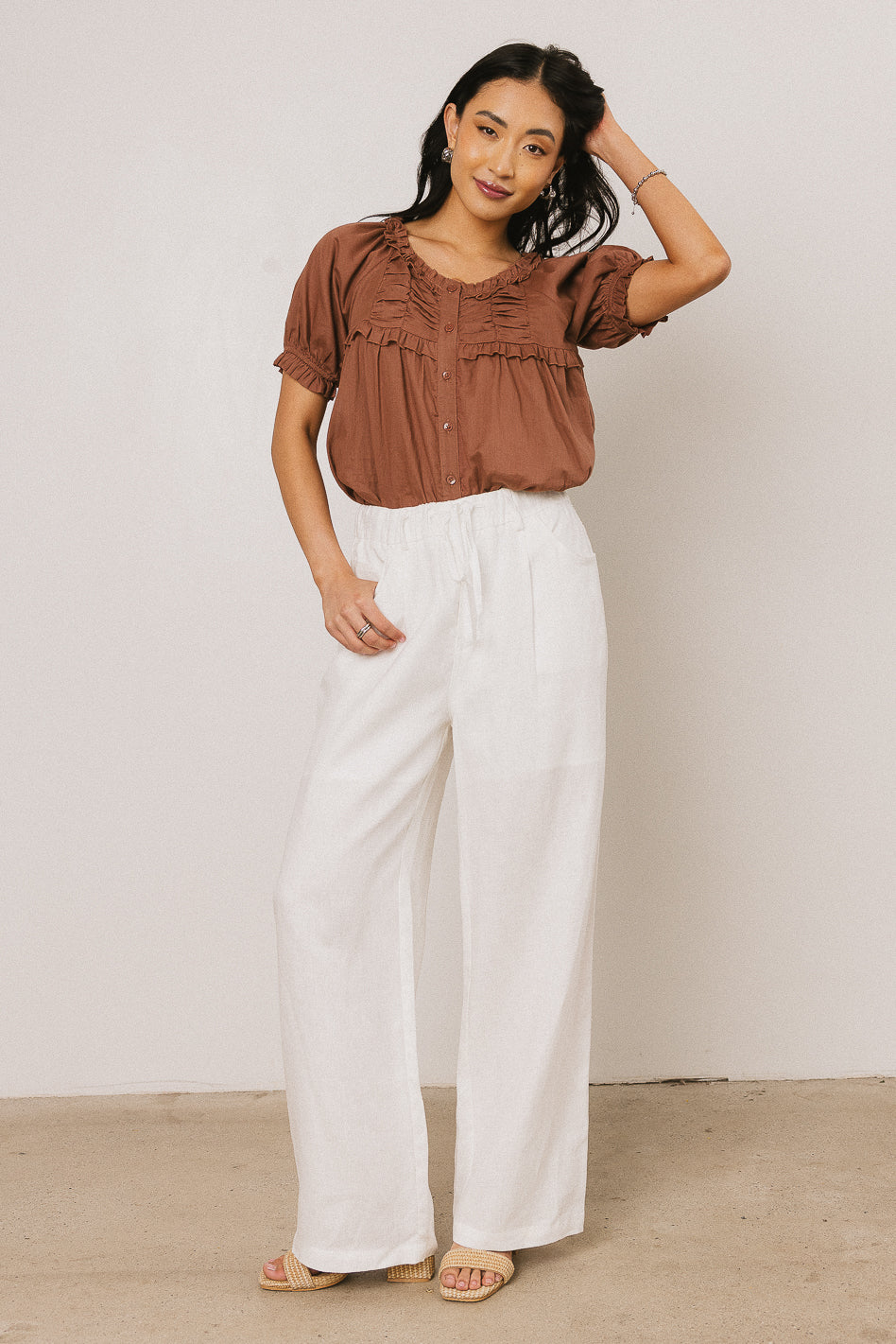 Ryder Ruffle Blouse in Marsala - Image 6