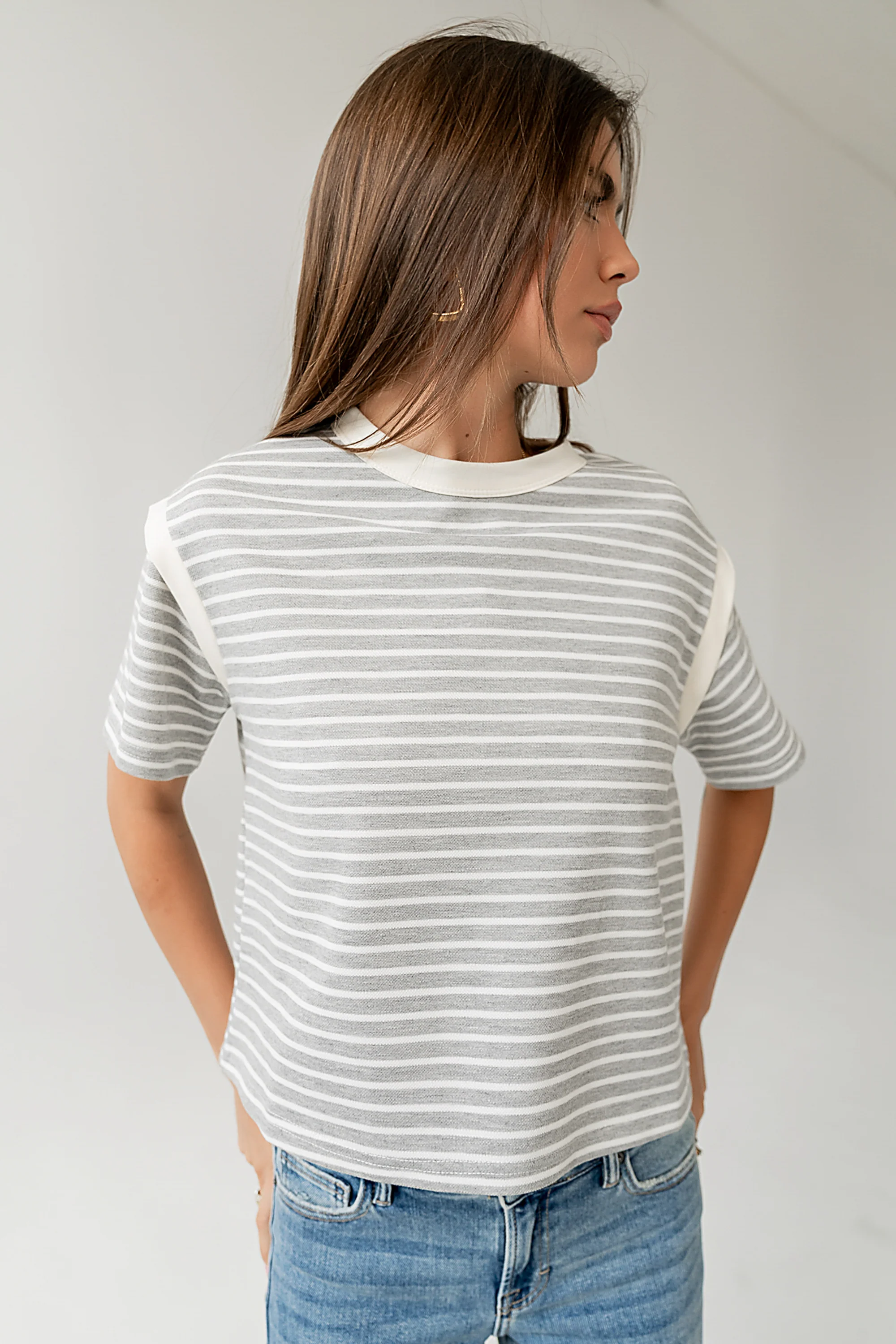 Ryker Striped T-Shirt in Grey - FINAL SALE