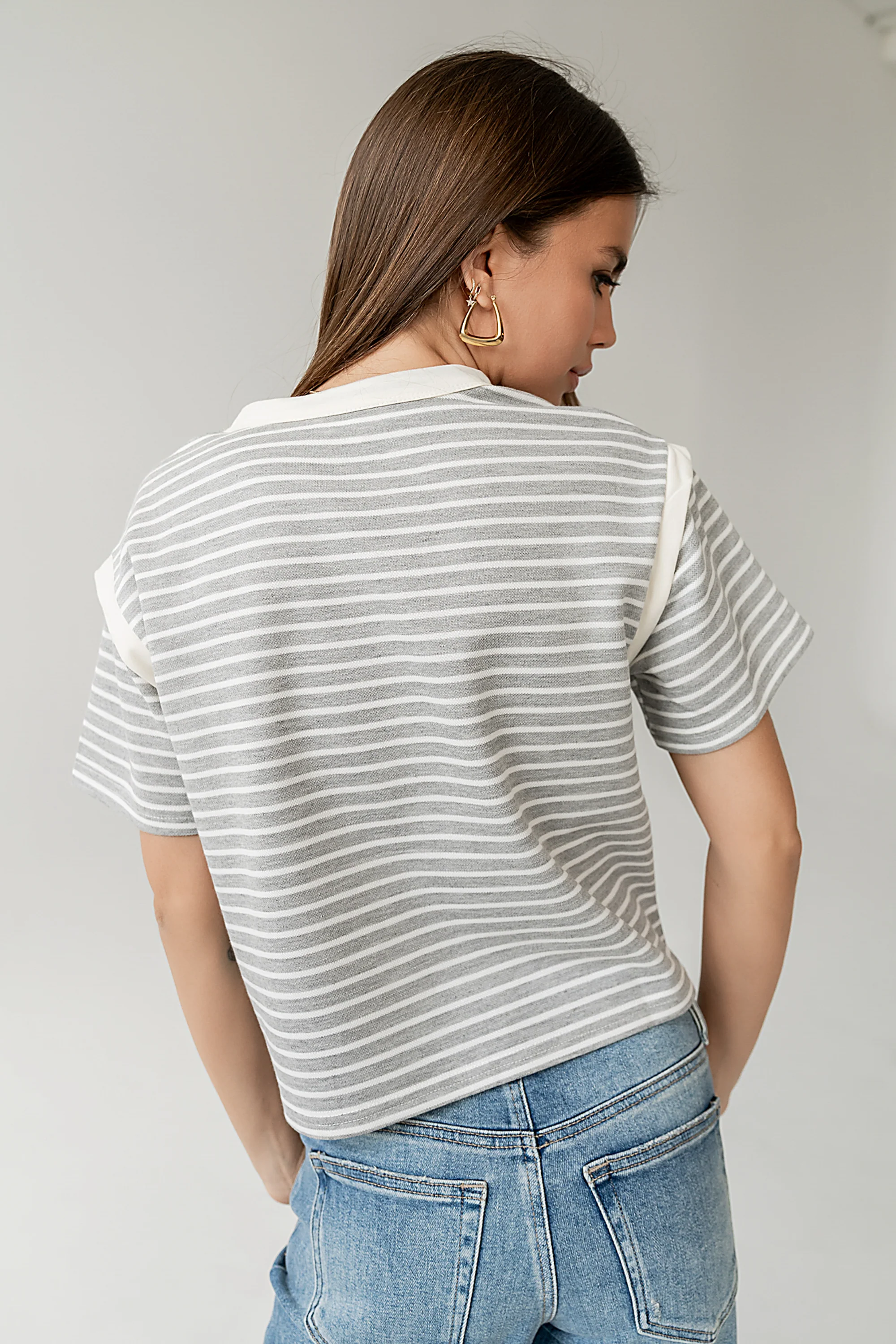 Ryker Striped T-Shirt in Grey - FINAL SALE - Image 2