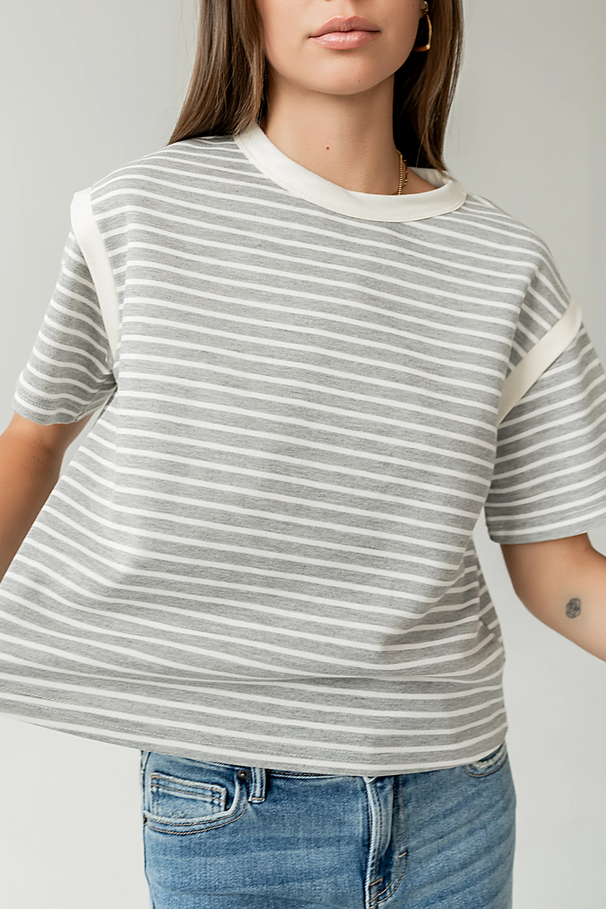 Ryker Striped T-Shirt in Grey - FINAL SALE - Image 6