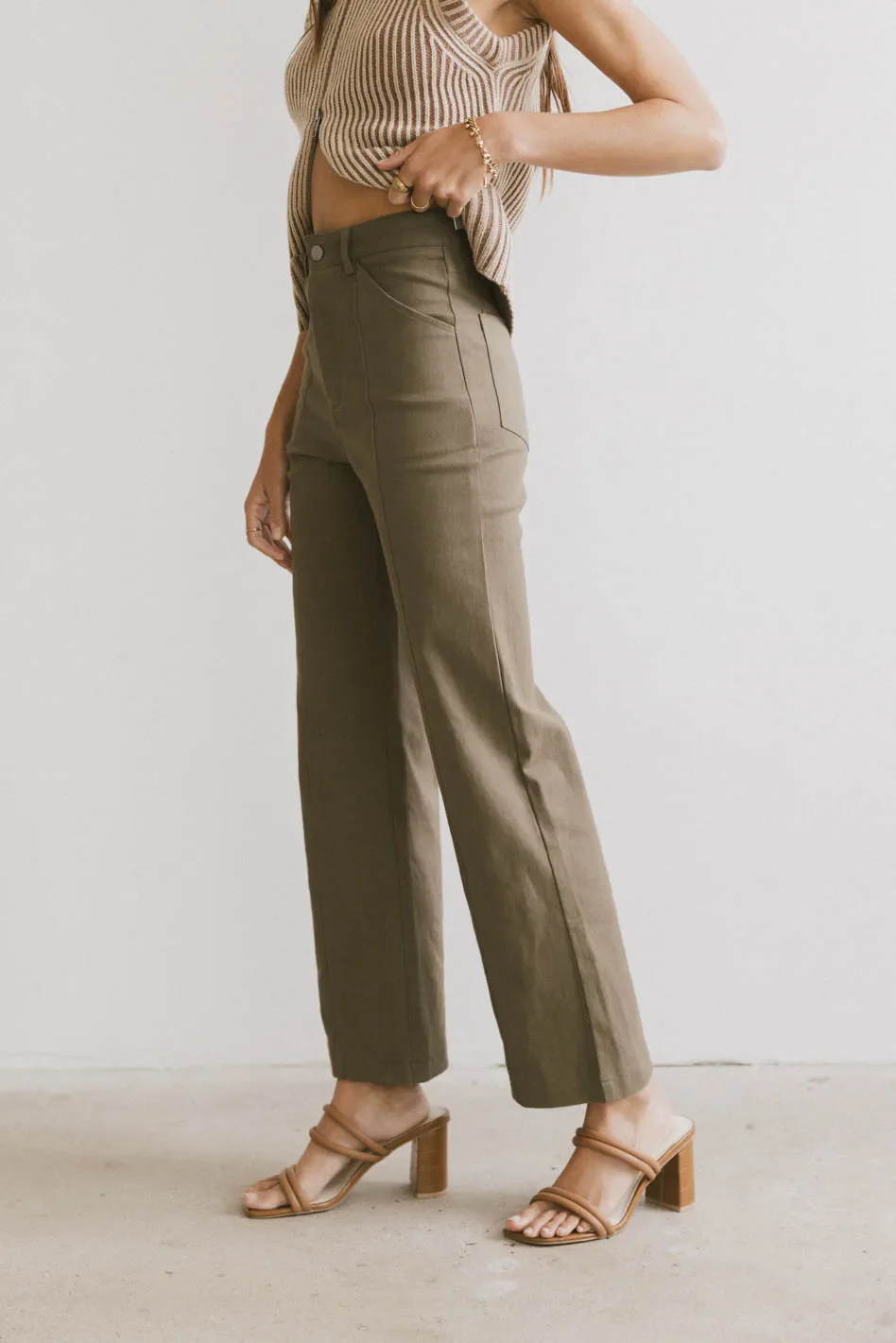 Sable Straight Leg Pants in Olive - FINAL SALE - Image 3