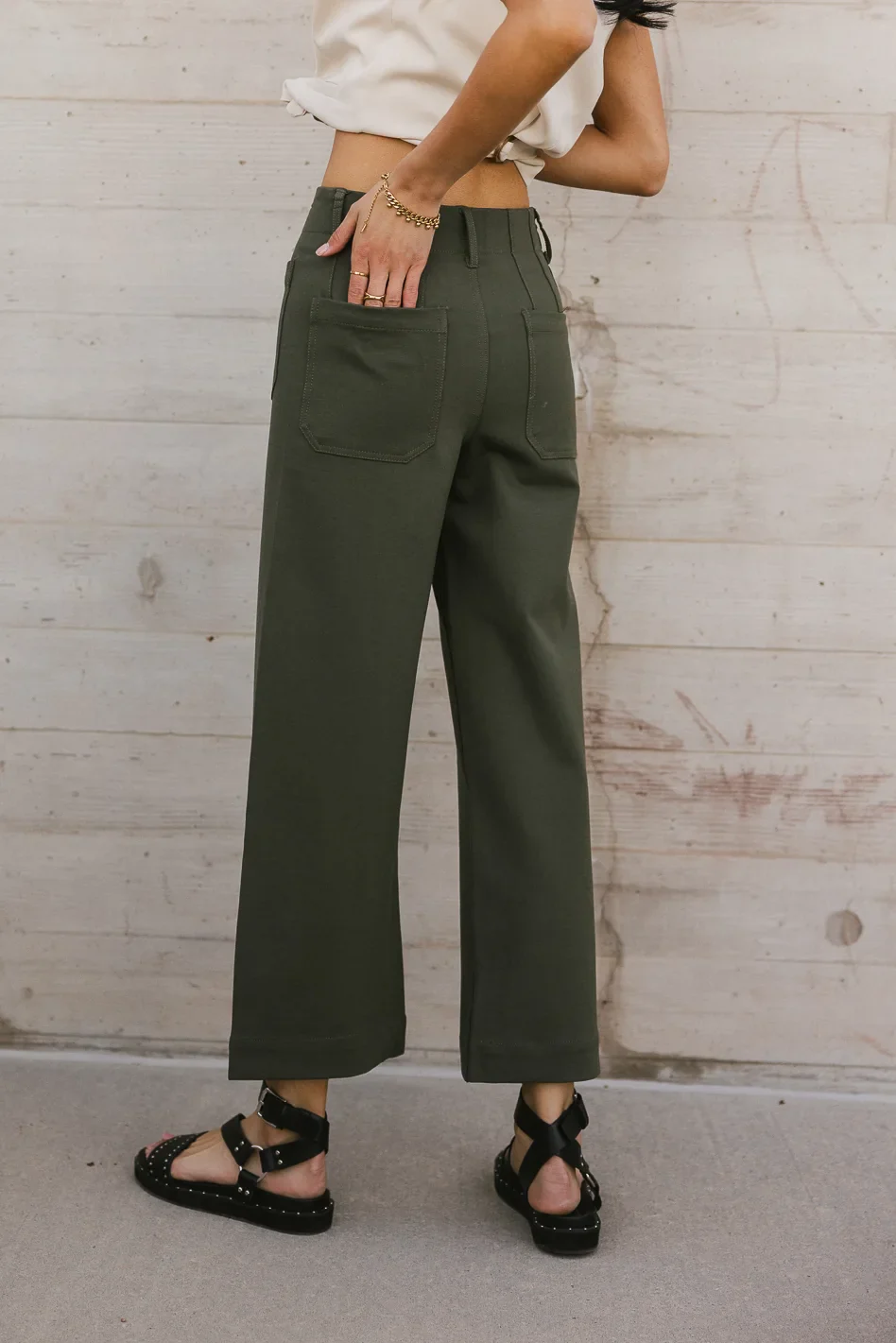 Sadie Wide Leg Pants in Olive - FINAL SALE - Image 2