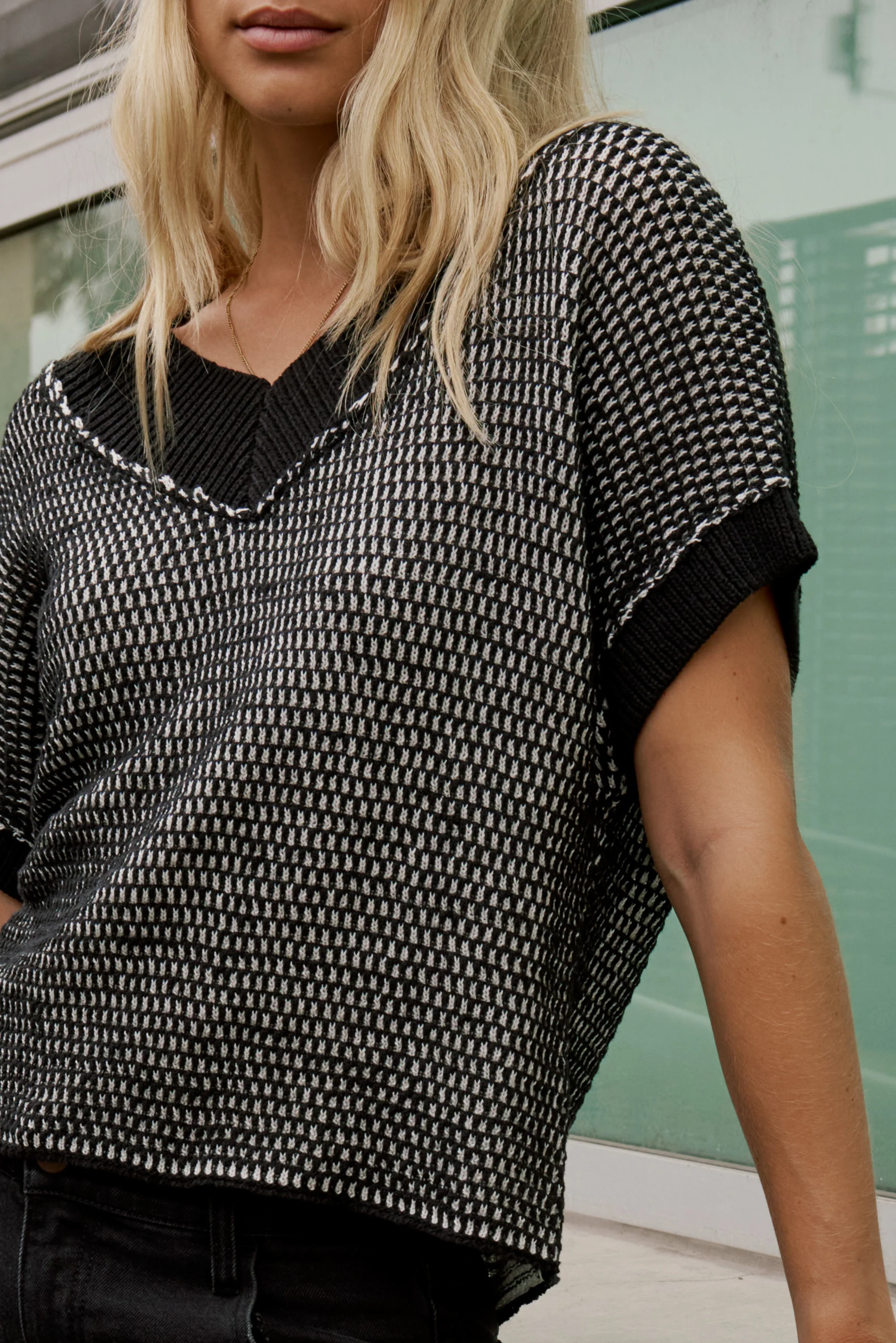 Saige Contrast Sweater in Black - FINAL SALE - Image 3