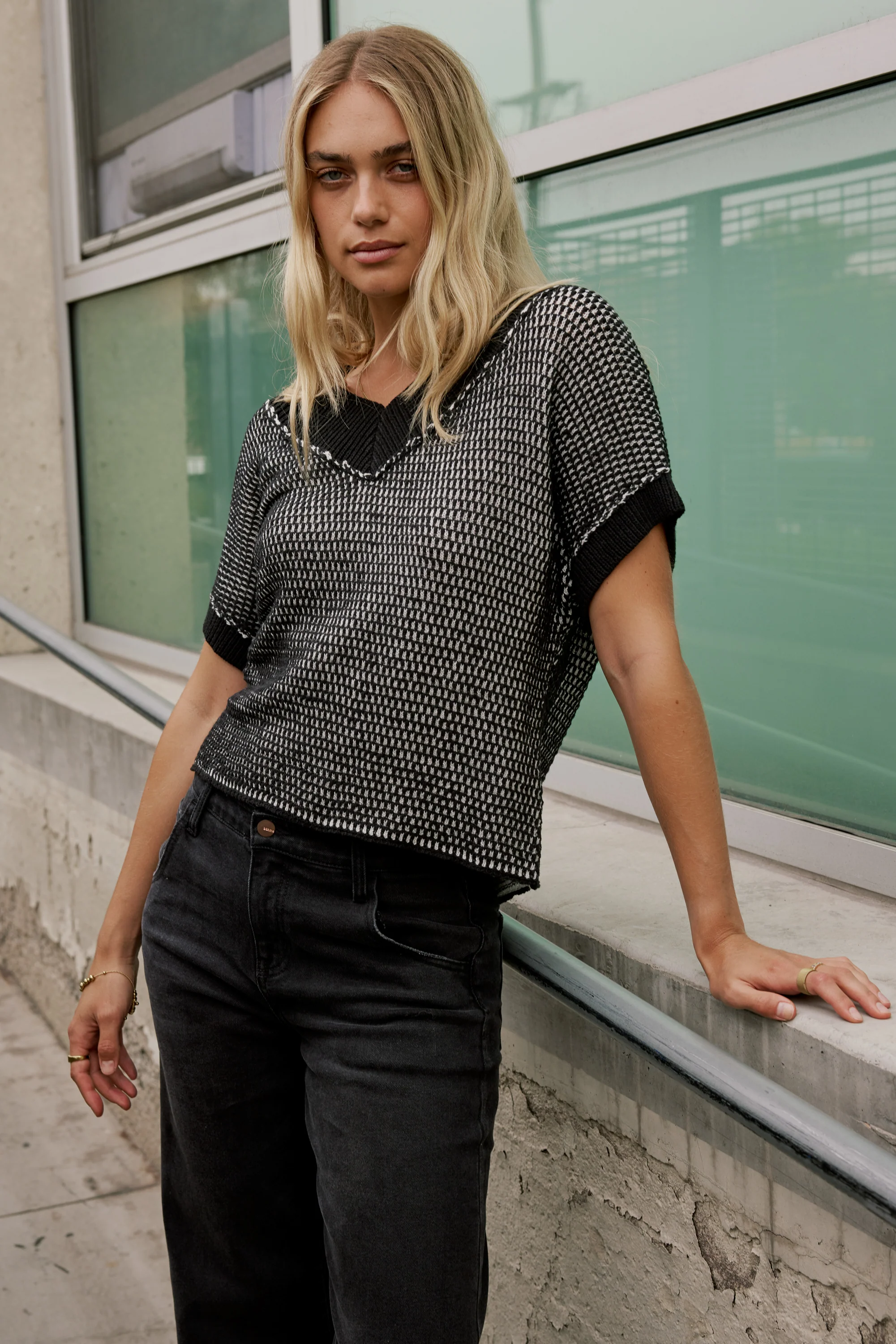 Saige Contrast Sweater in Black - FINAL SALE - Image 6