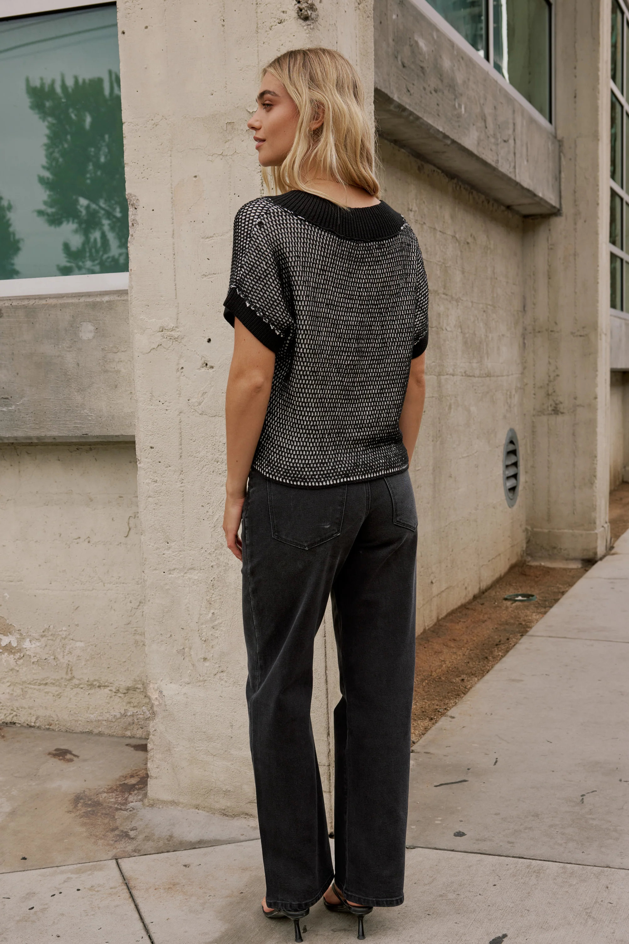 Saige Contrast Sweater in Black - FINAL SALE - Image 7