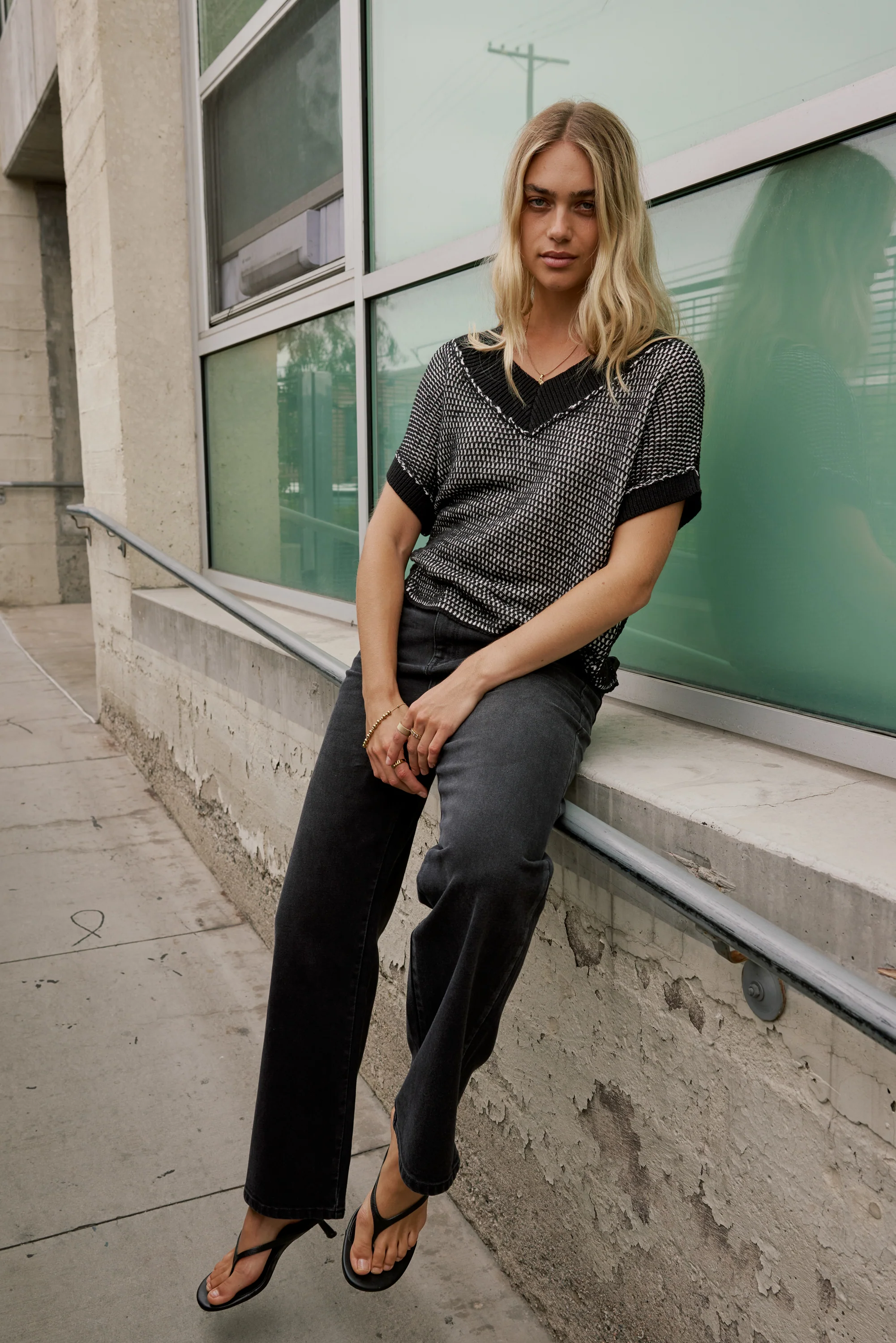 Saige Contrast Sweater in Black - FINAL SALE - Image 8