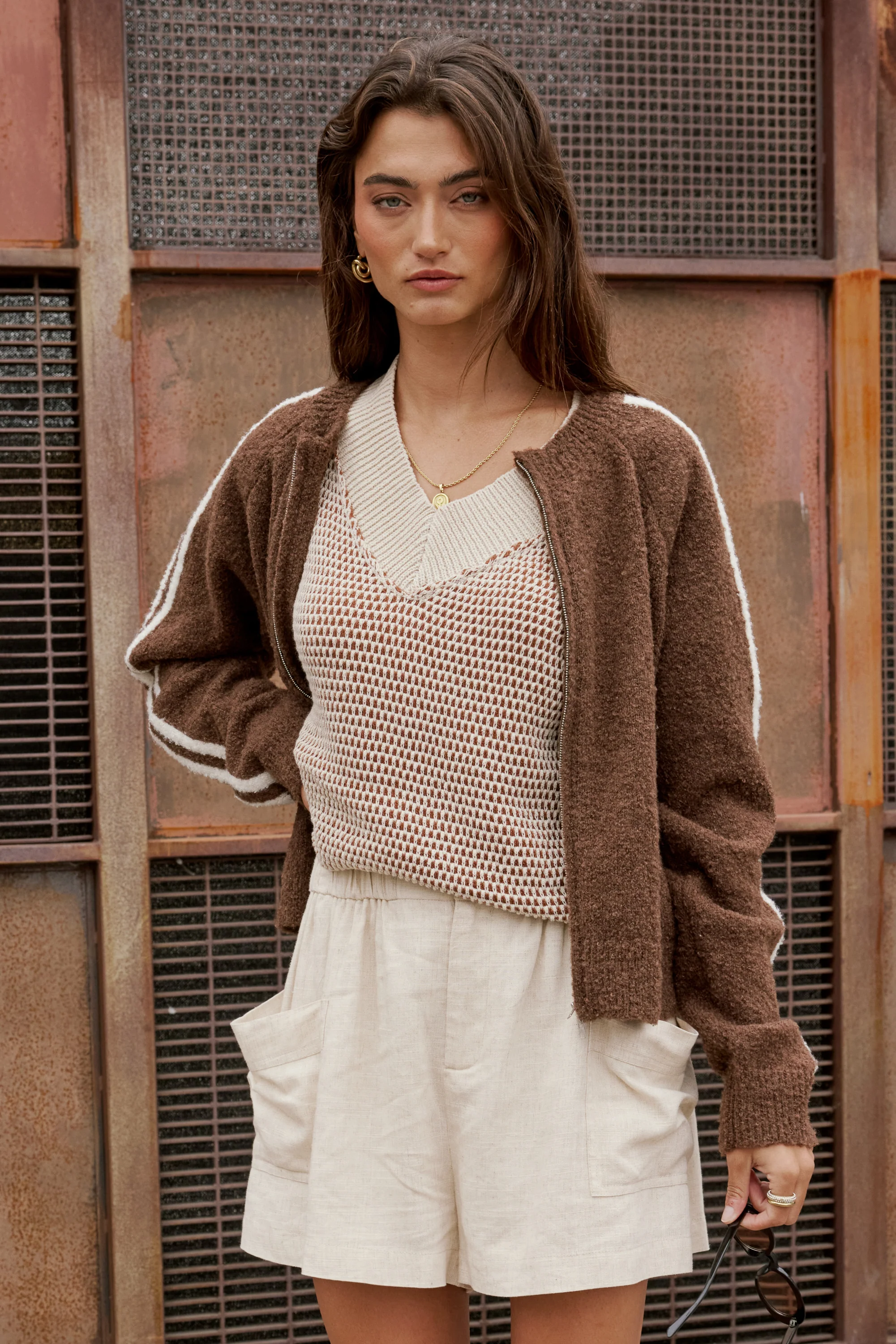 Saige Contrast Sweater in Oatmeal - FINAL SALE - Image 2