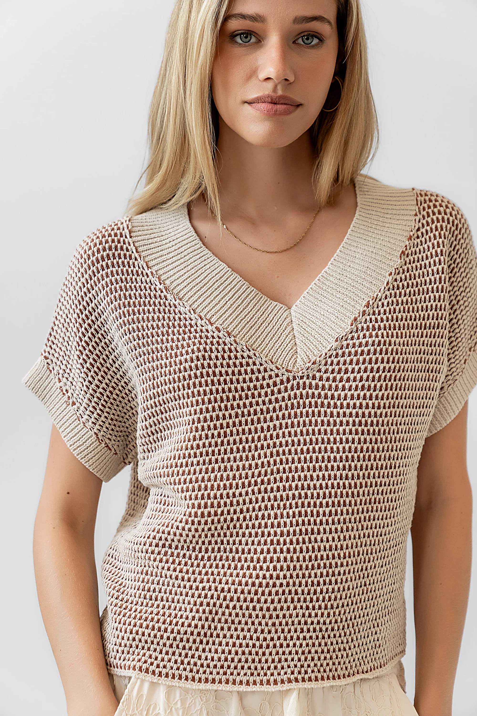 Saige Contrast Sweater in Oatmeal - FINAL SALE - Image 7