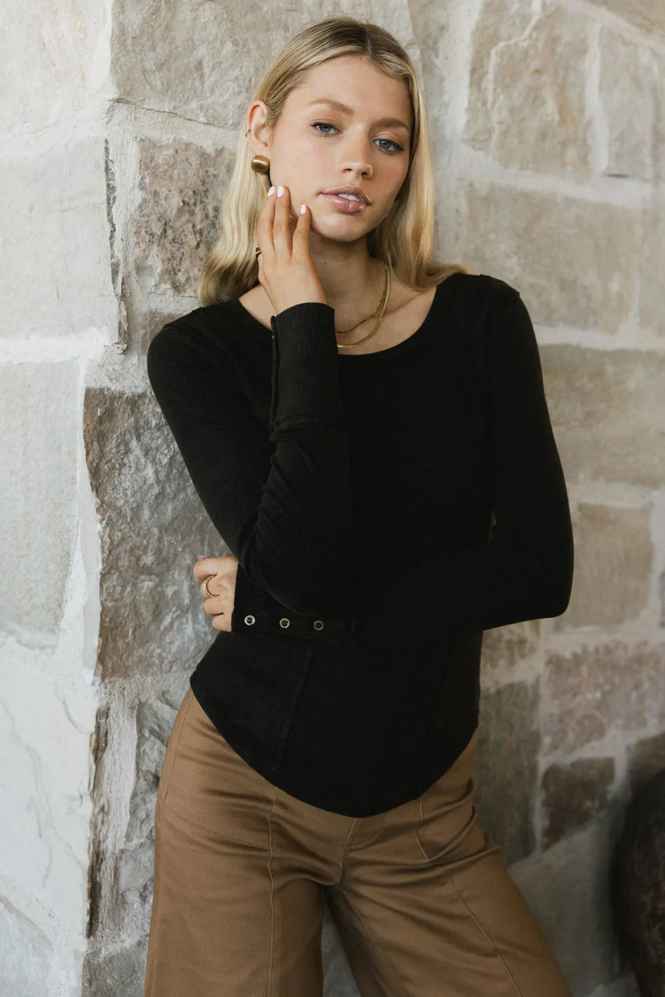 Sailor Ribbed Top in Black - FINAL SALE - Image 2