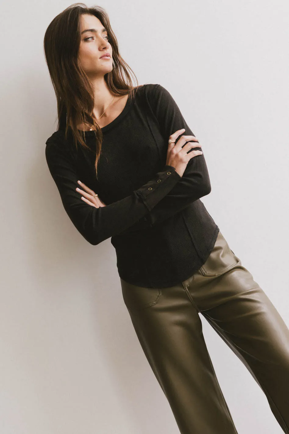 Sailor Ribbed Top in Black - FINAL SALE - Image 4