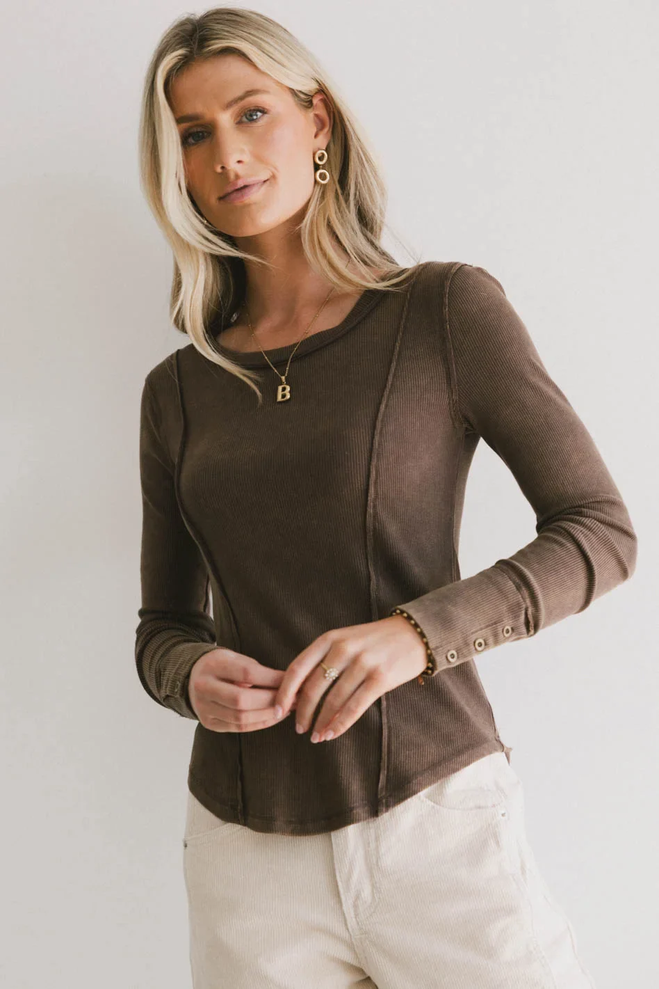 Sailor Ribbed Top in Brown - FINAL SALE - Image 3