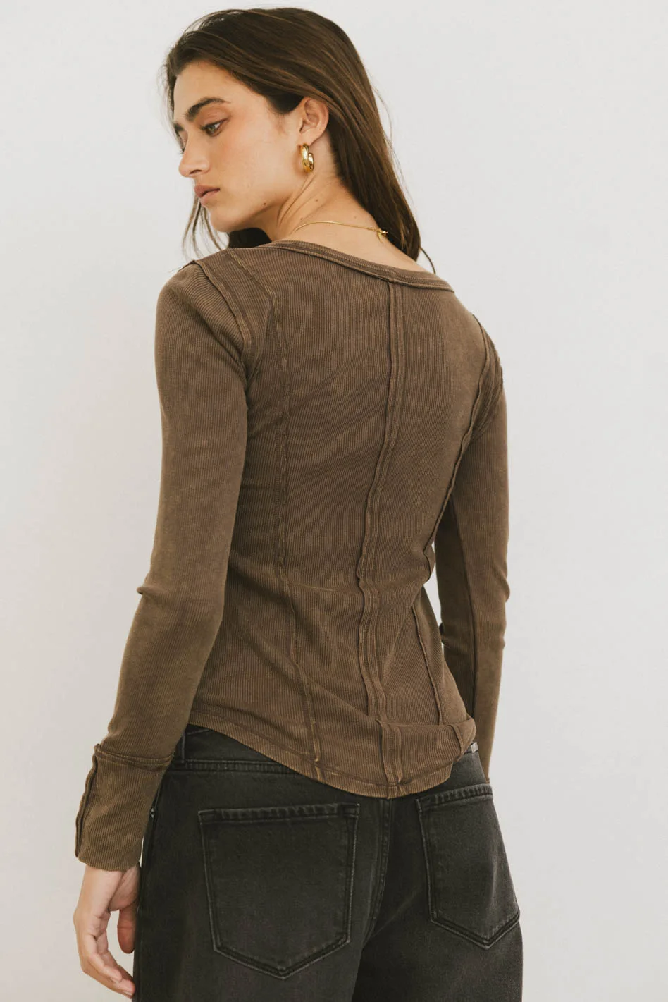 Sailor Ribbed Top in Brown - FINAL SALE - Image 5