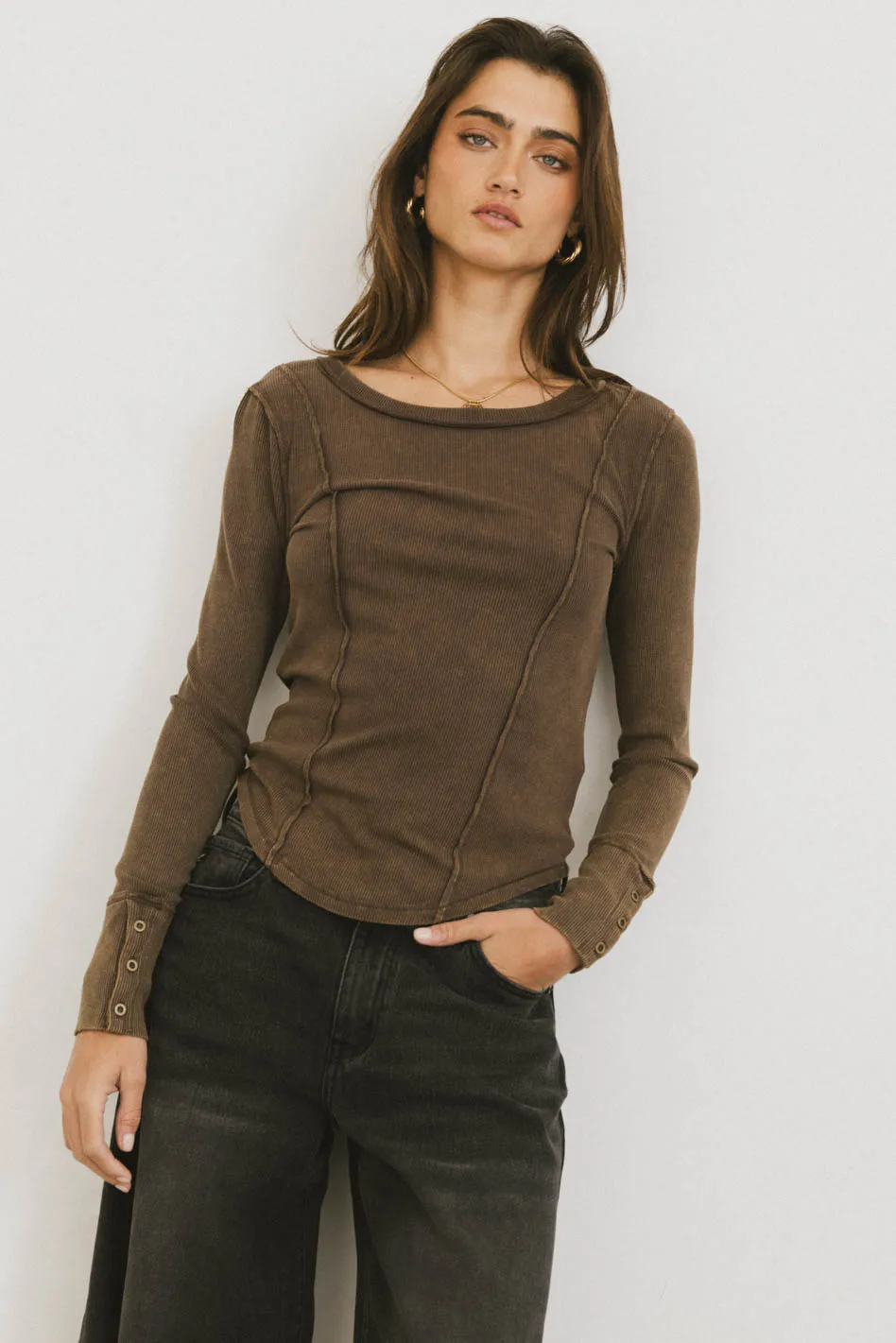Sailor Ribbed Top in Brown - FINAL SALE - Image 7