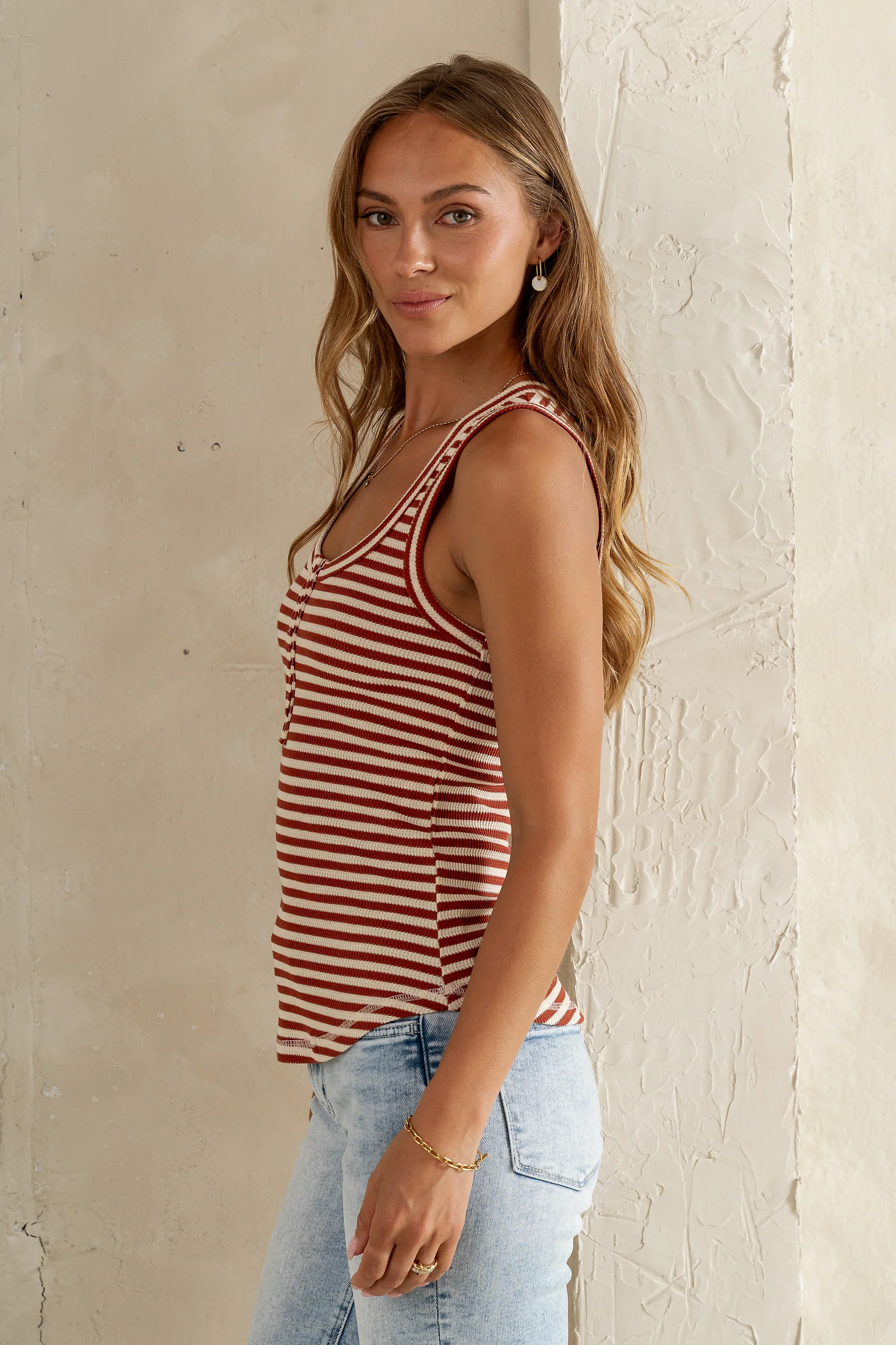 Sailor Striped Tank in Brick - FINAL SALE - Image 5