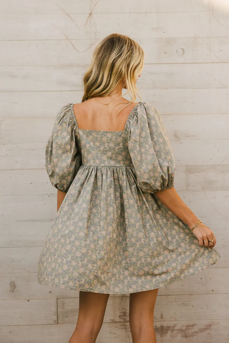 Salem Floral Mini Dress in Olive - Image 3
