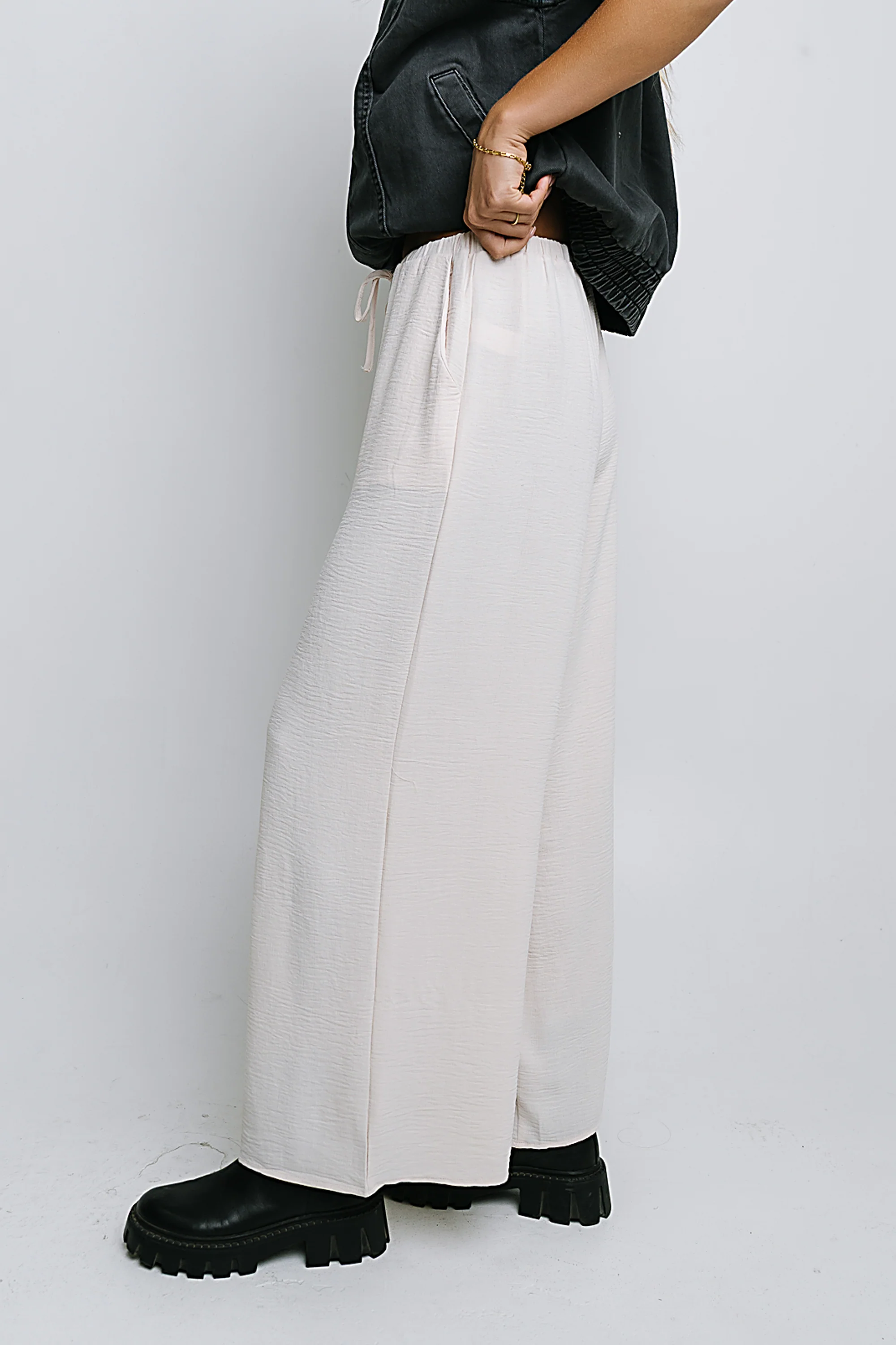Salma Wide Leg Pants in Oatmeal - FINAL SALE - Image 4