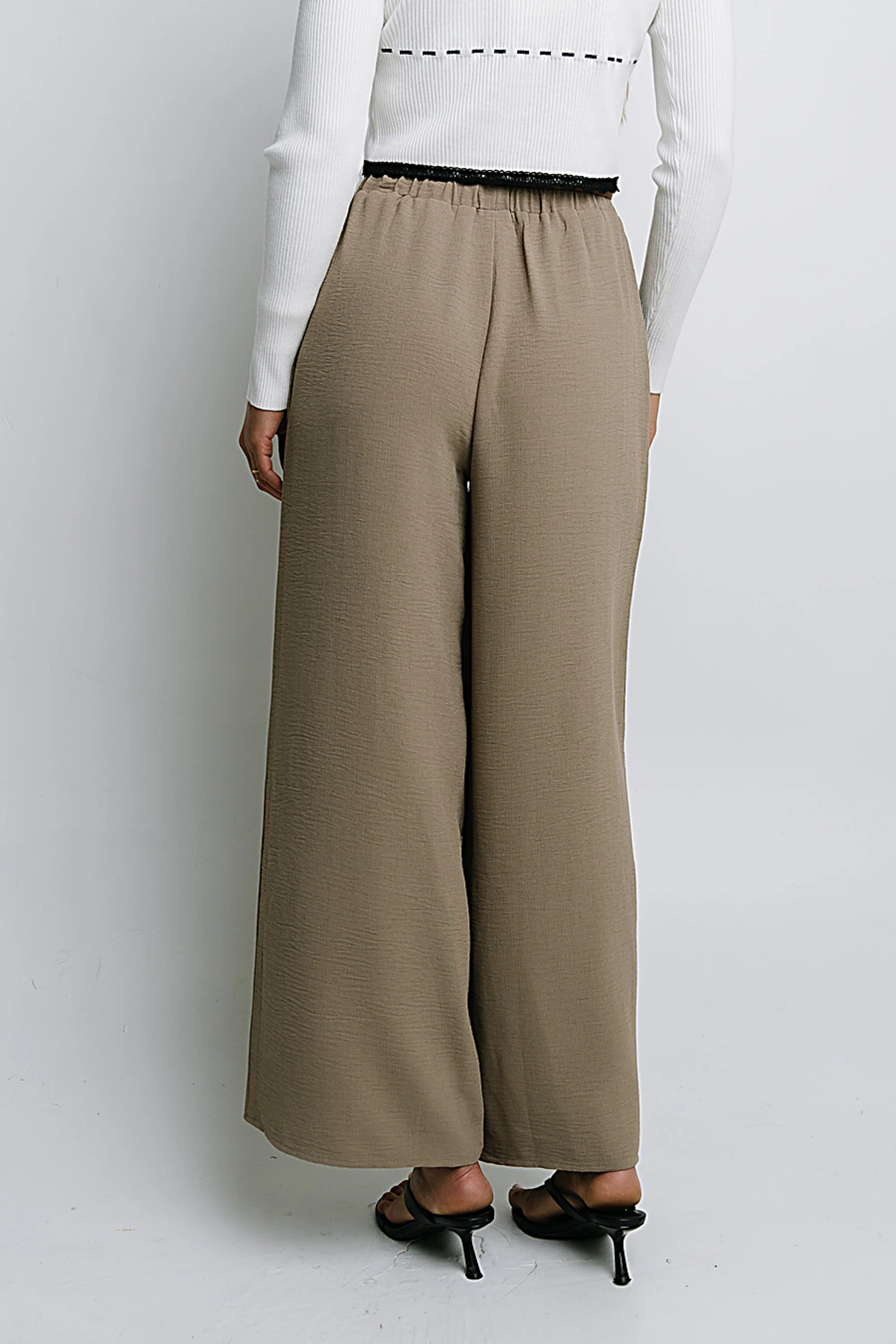 Salma Wide Leg Pants in Taupe - FINAL SALE - Image 5