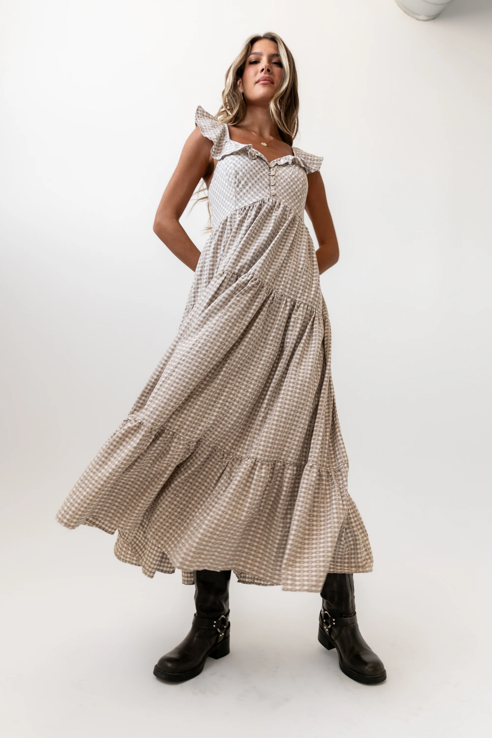 Salome Gingham Maxi Dress - FINAL SALE - Image 7