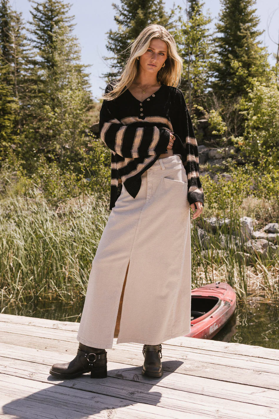 Sambria Corduroy Skirt in Khaki - FINAL SALE - Image 2