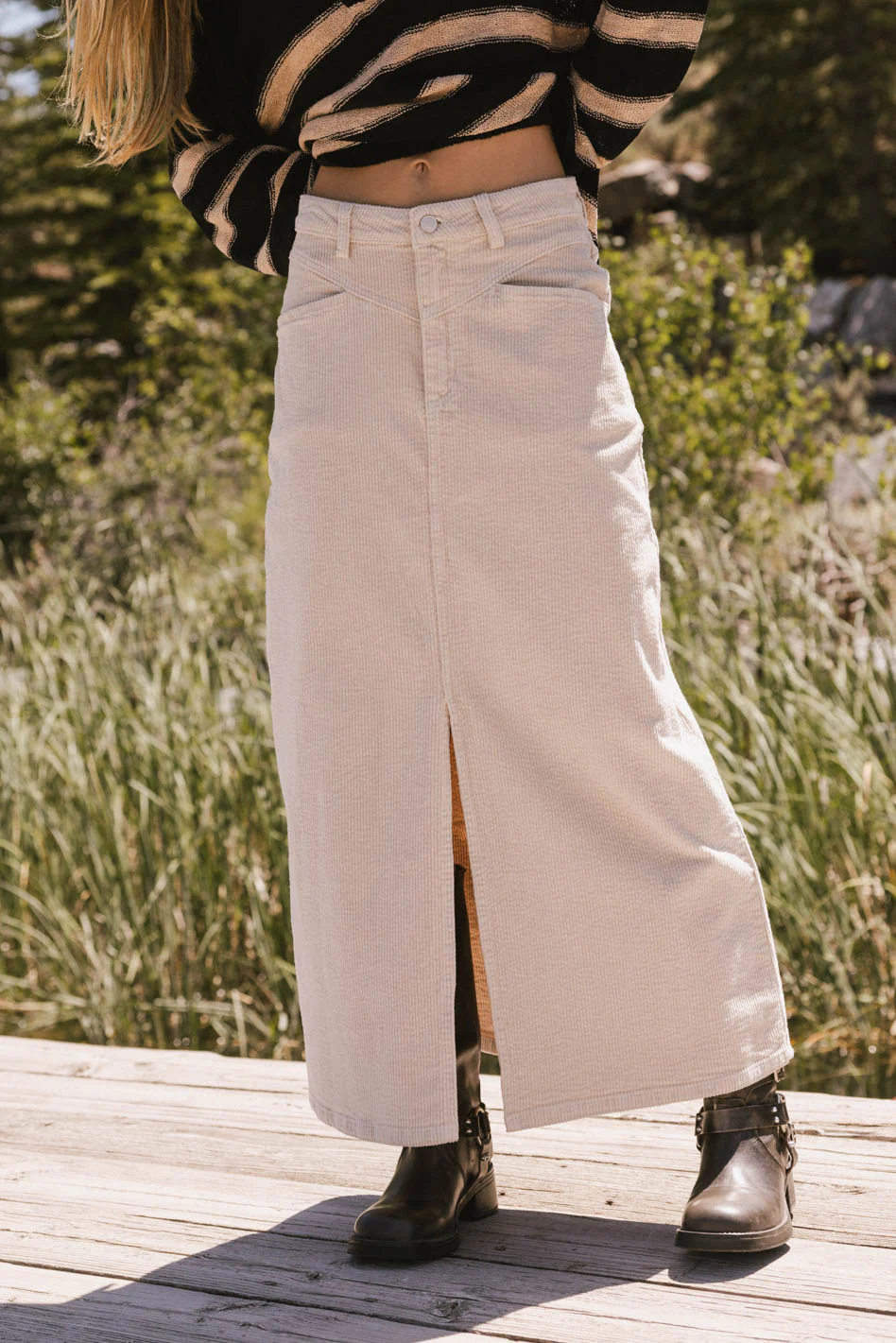 Sambria Corduroy Skirt in Khaki - FINAL SALE - Image 4
