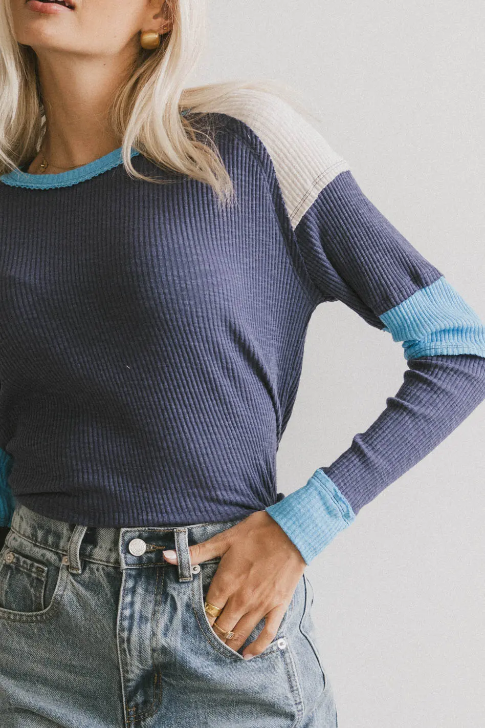 Sarai Ribbed Top in Blue - FINAL SALE - Image 2