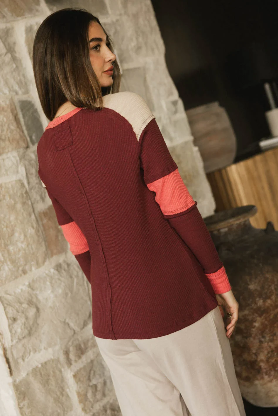 Sarai Ribbed Top in Burgundy - FINAL SALE - Image 5