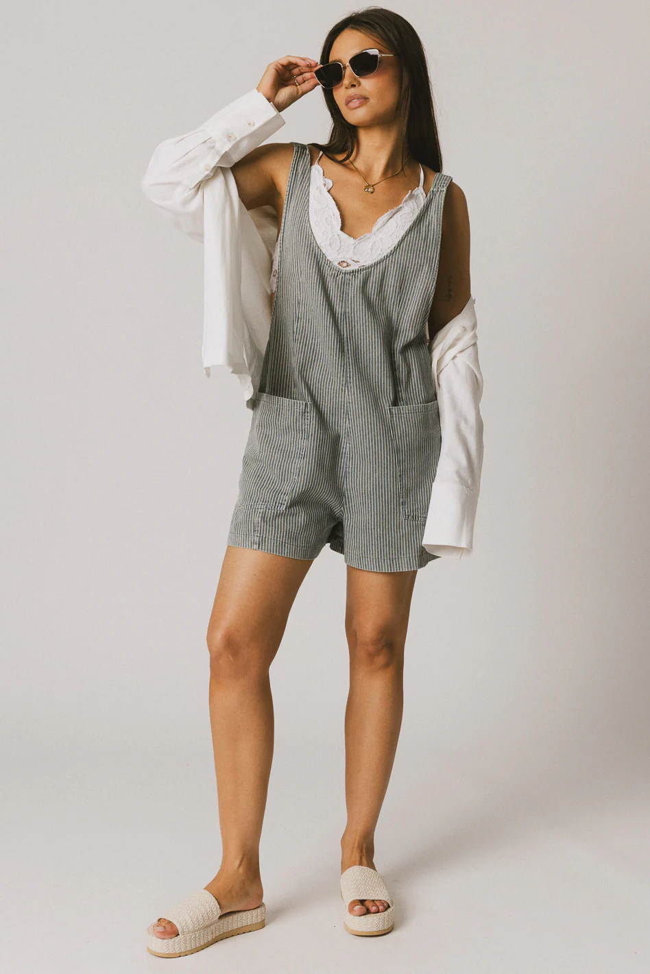 Scottie Denim Overalls in Striped Denim - FINAL SALE - Image 3