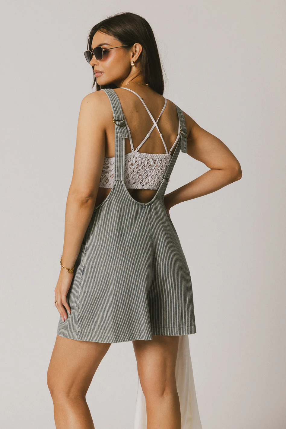Scottie Denim Overalls in Striped Denim - FINAL SALE - Image 4