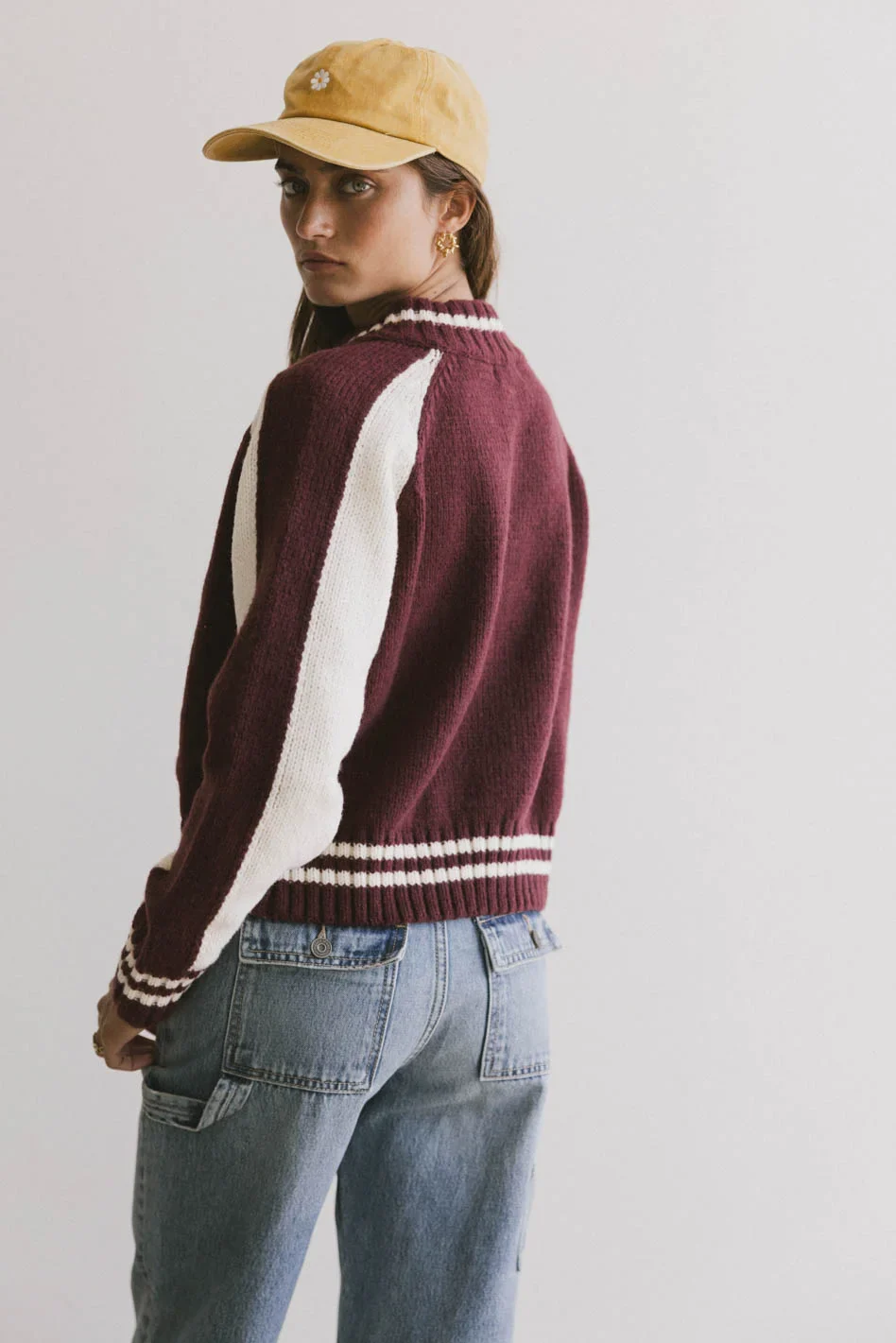 Sebastian Knit Jacket in Burgundy - FINAL SALE - Image 3