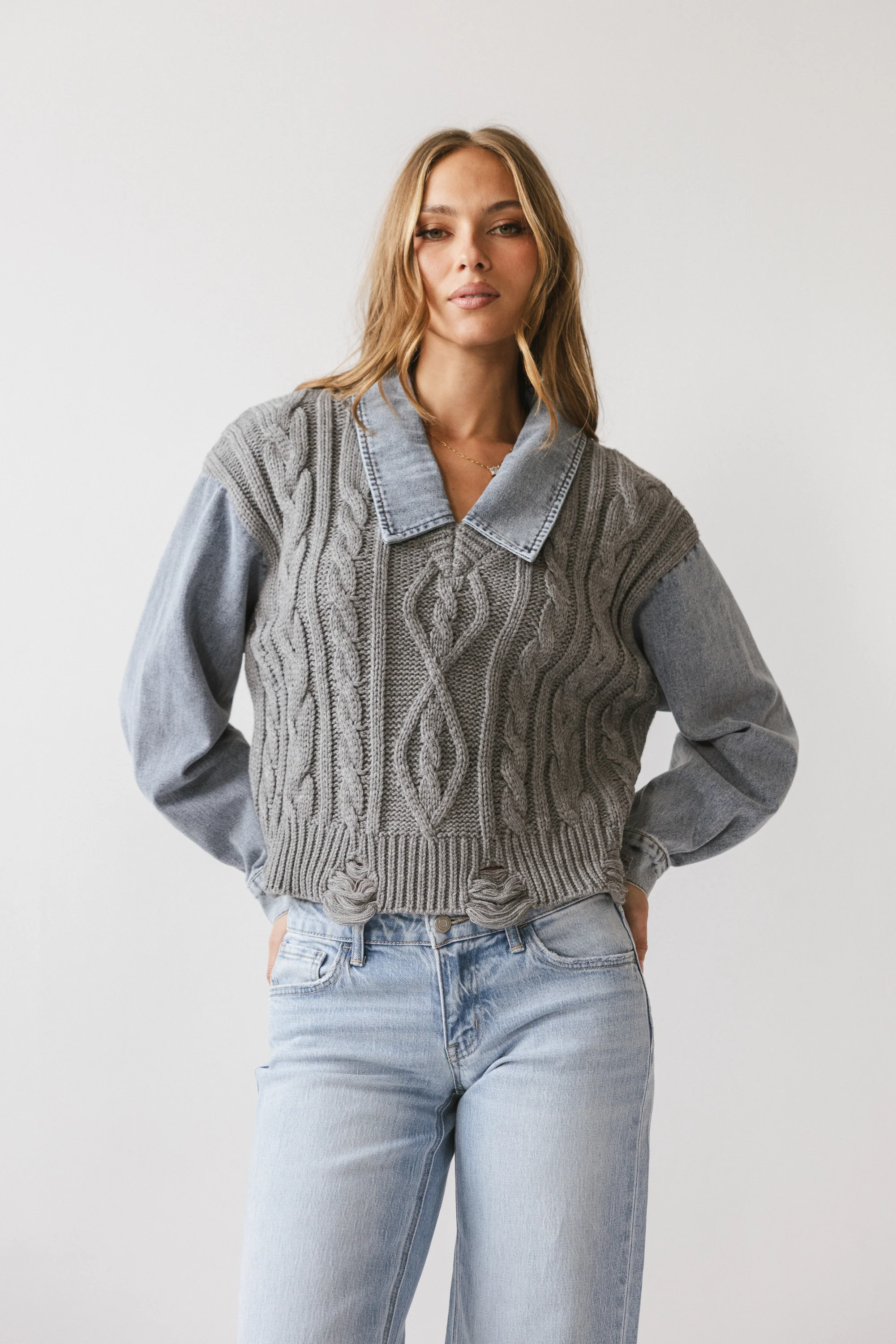 Selena Mixed Media Sweater - FINAL SALE - Image 6