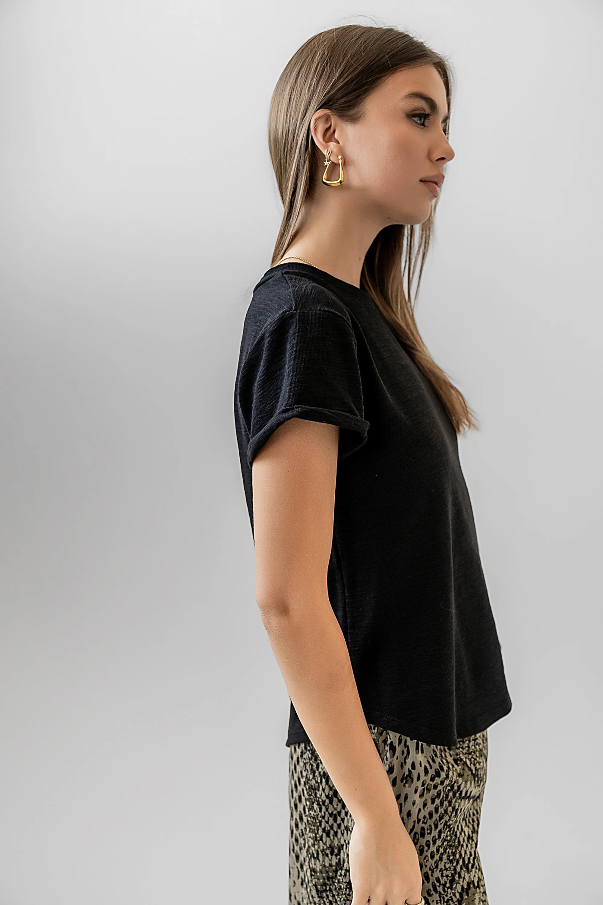 Selena Rolled Sleeve Shirt in Black - FINAL SALE - Image 6