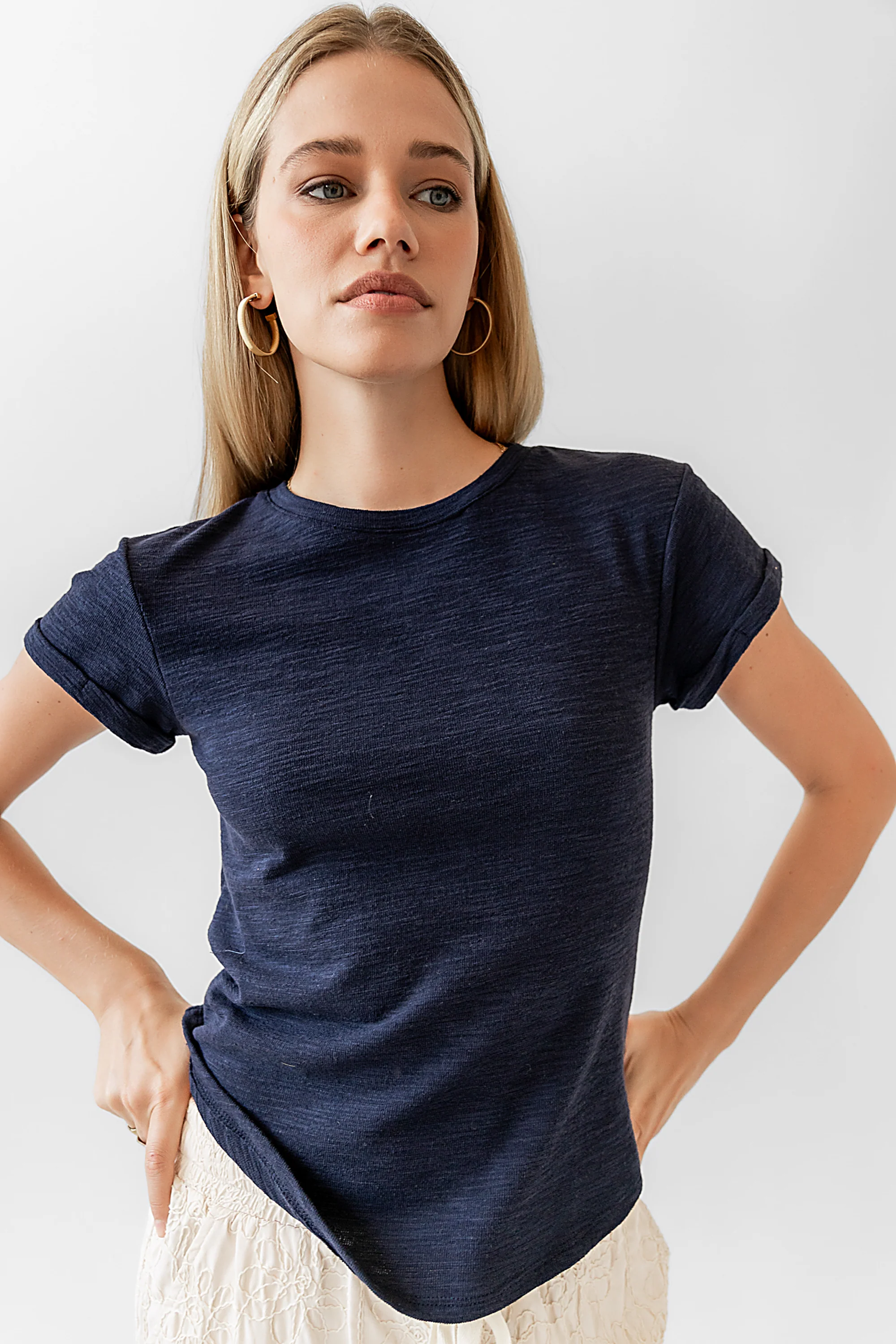 Selena Rolled Sleeve Shirt in Navy - FINAL SALE - Image 6