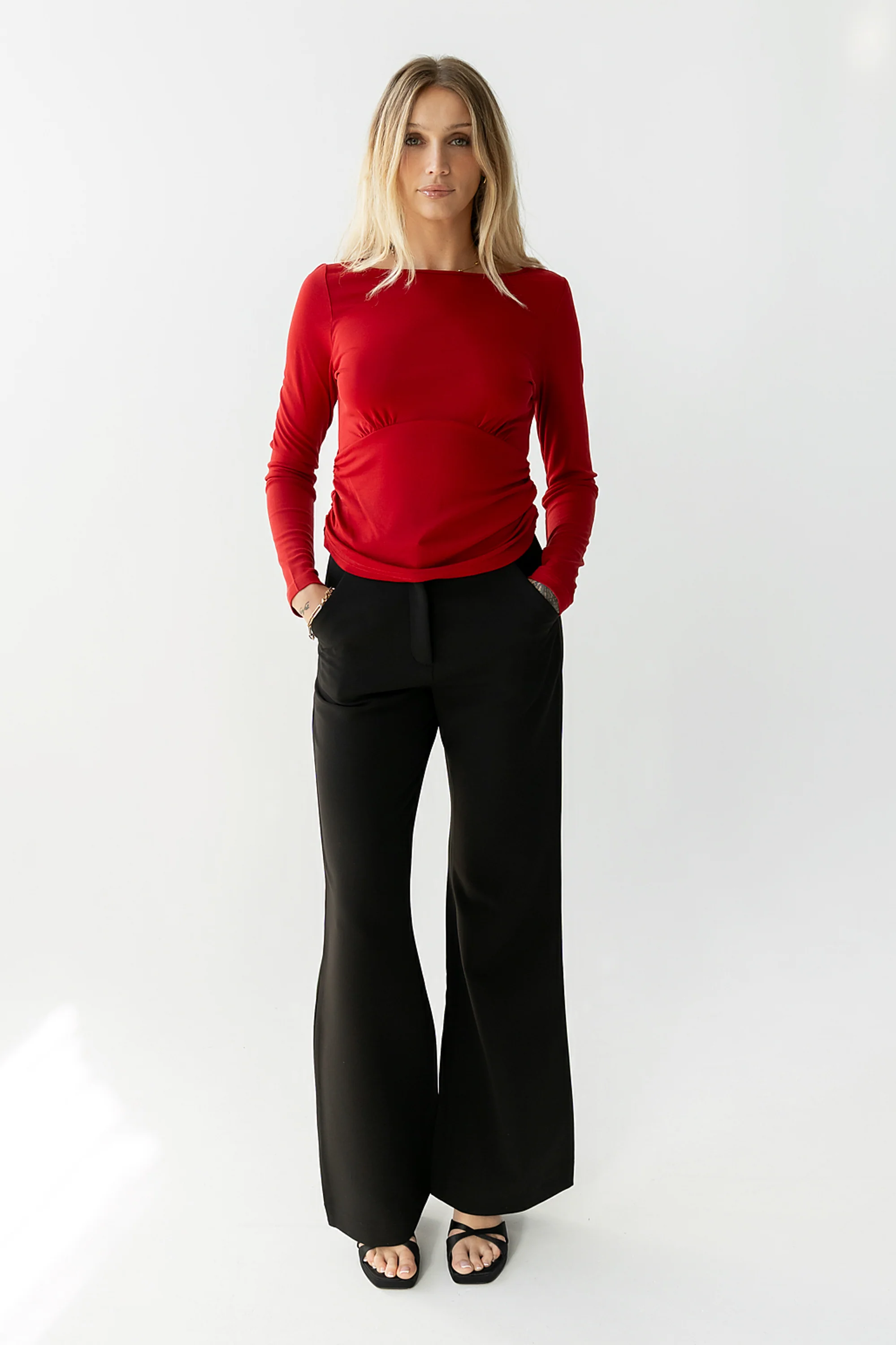 Selena Ruched Top in Red - FINAL SALE - Image 2